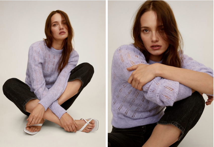 Cardigan morado Mango