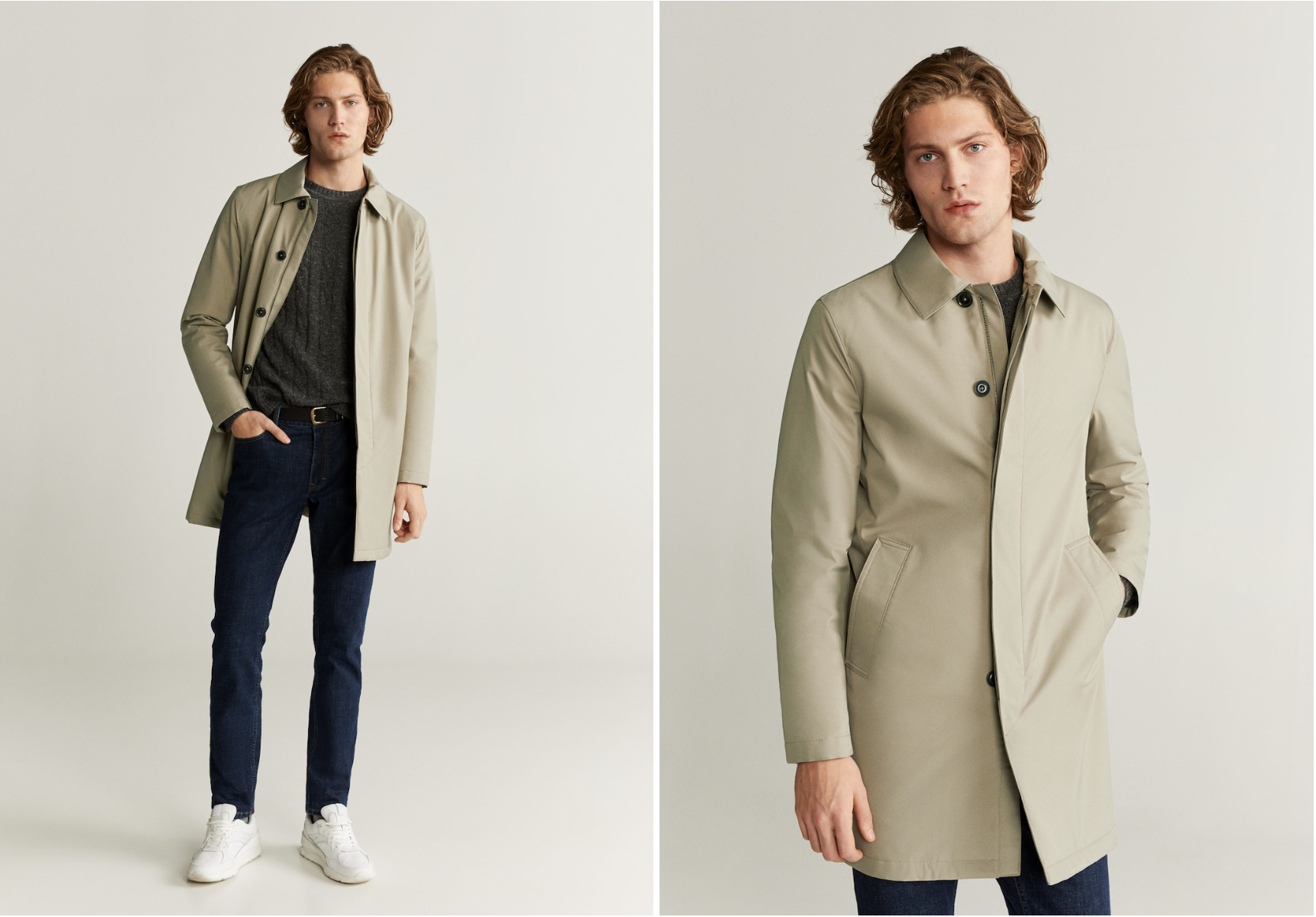 Parka beige hombre Mango