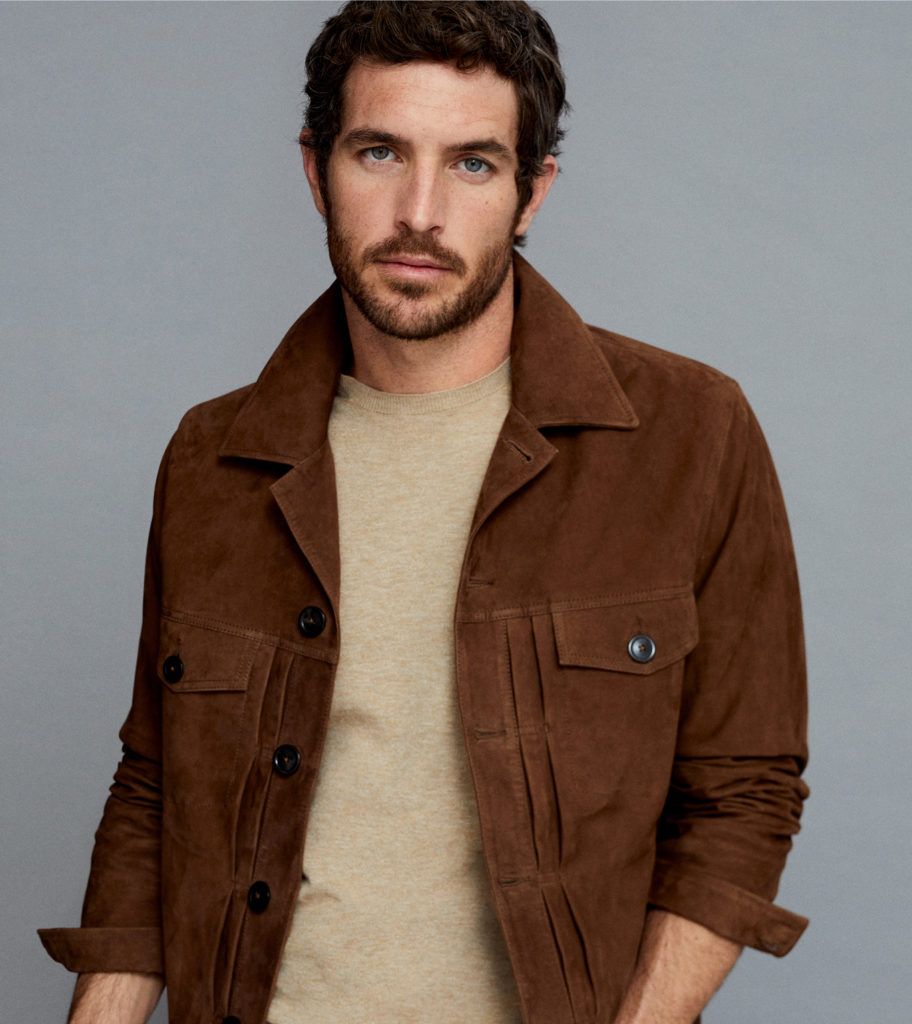 Chaqueta piel marrón hombre