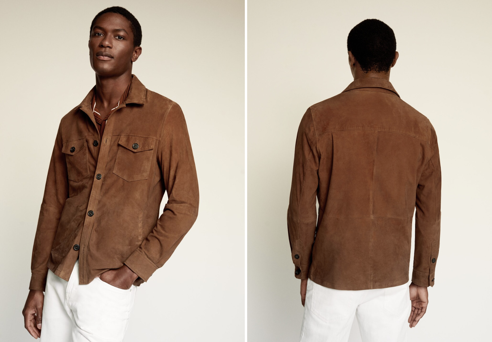 Chaqueta de ante marrón Mango
