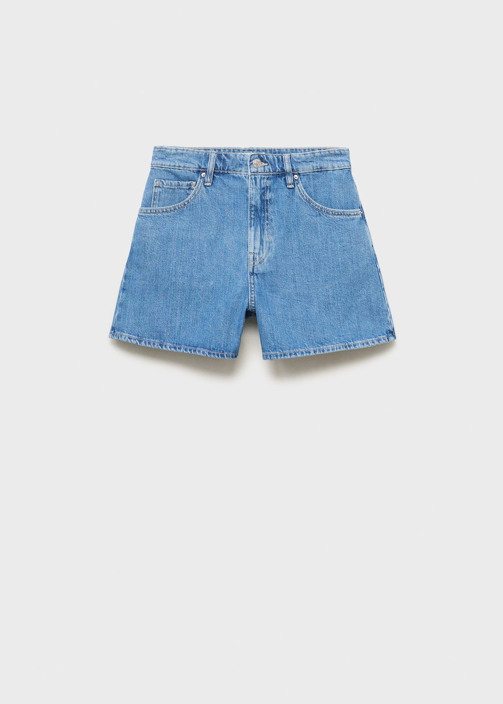 High-waist straight-fit denim shorts