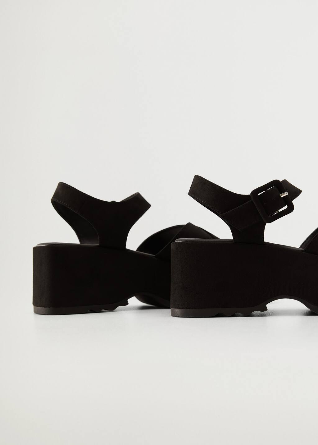 mango black platform sandals