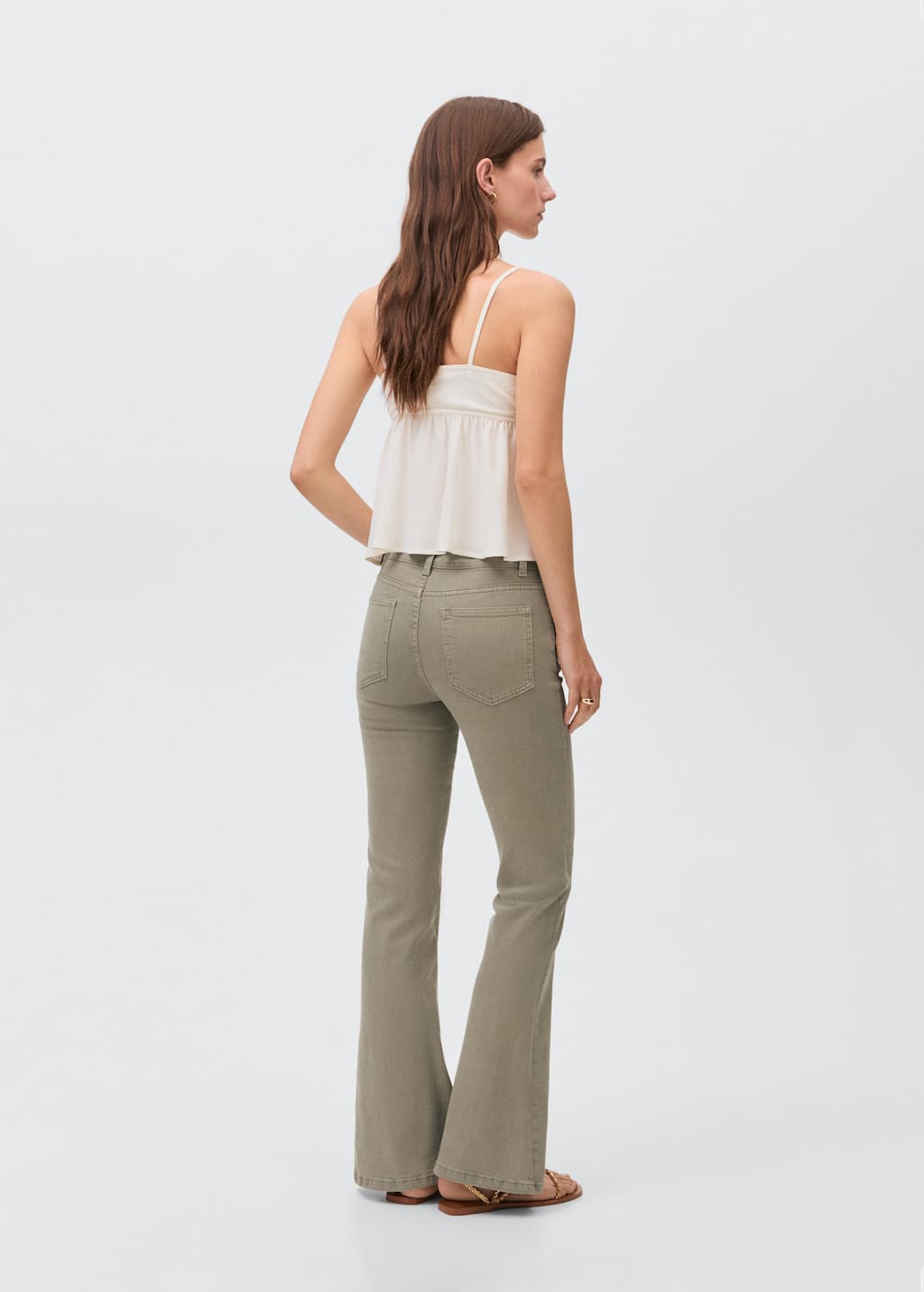 Decorative seam flared jeans