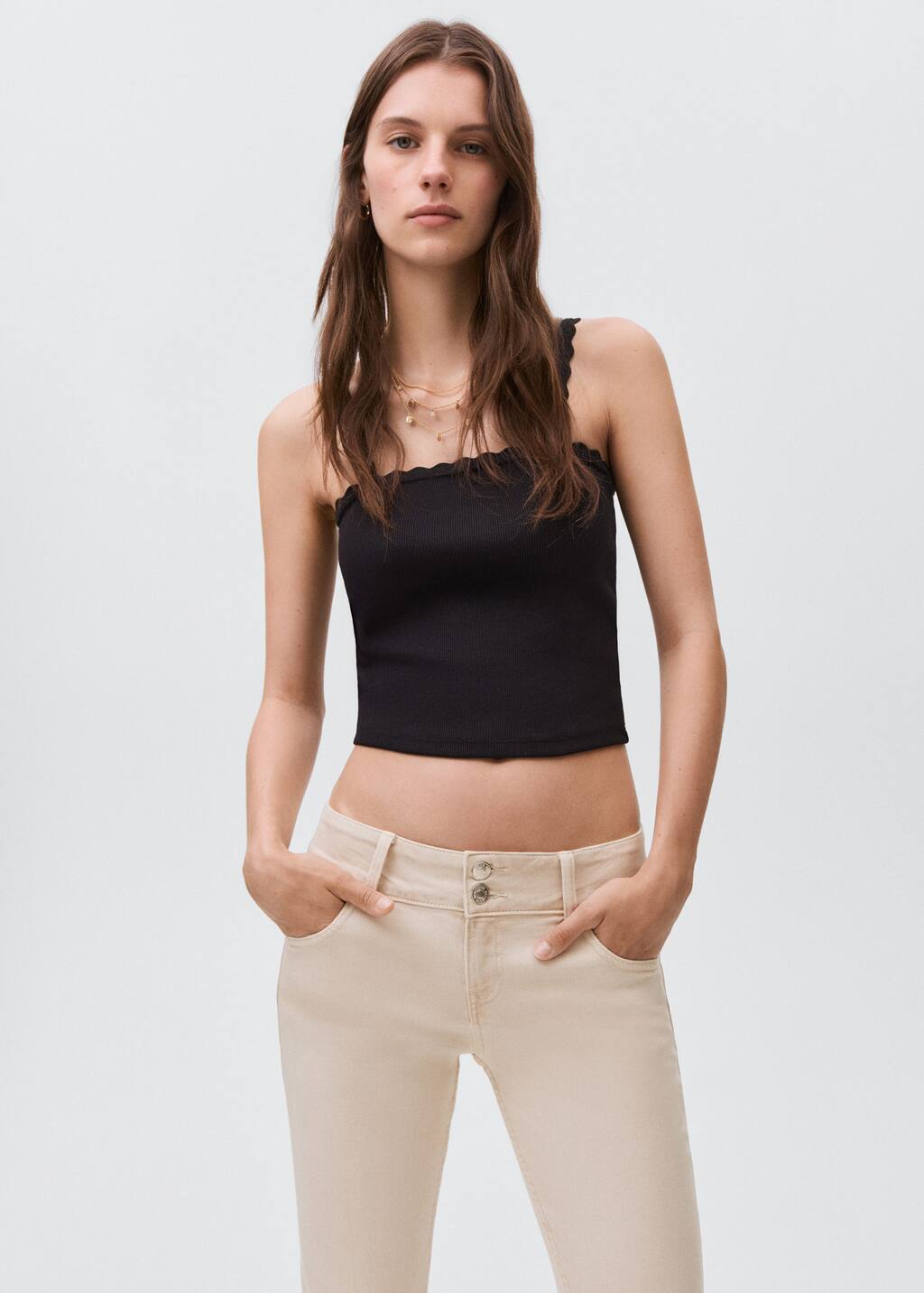 Low-waist flared jeans
