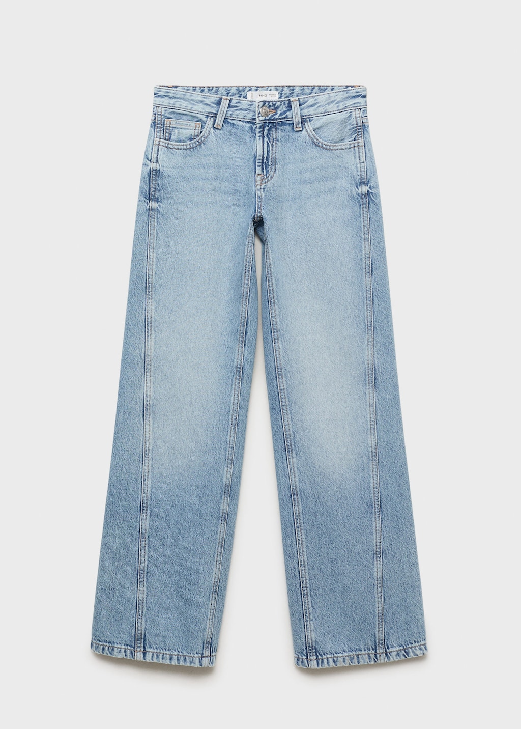 Mango Teen Low-waist Wide Leg Jeans In Blue