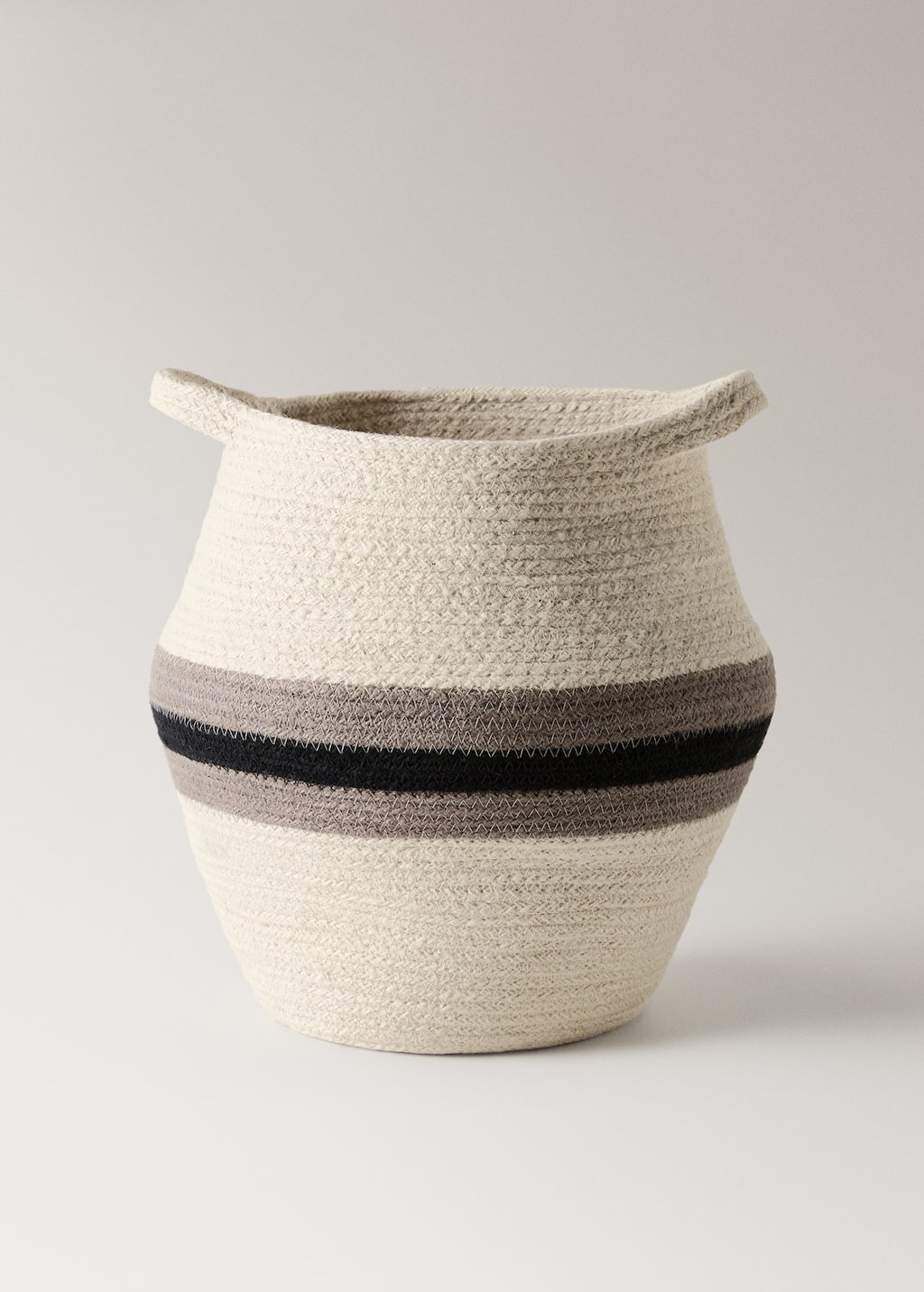 Mango Home Medium Striped Jute Basket White