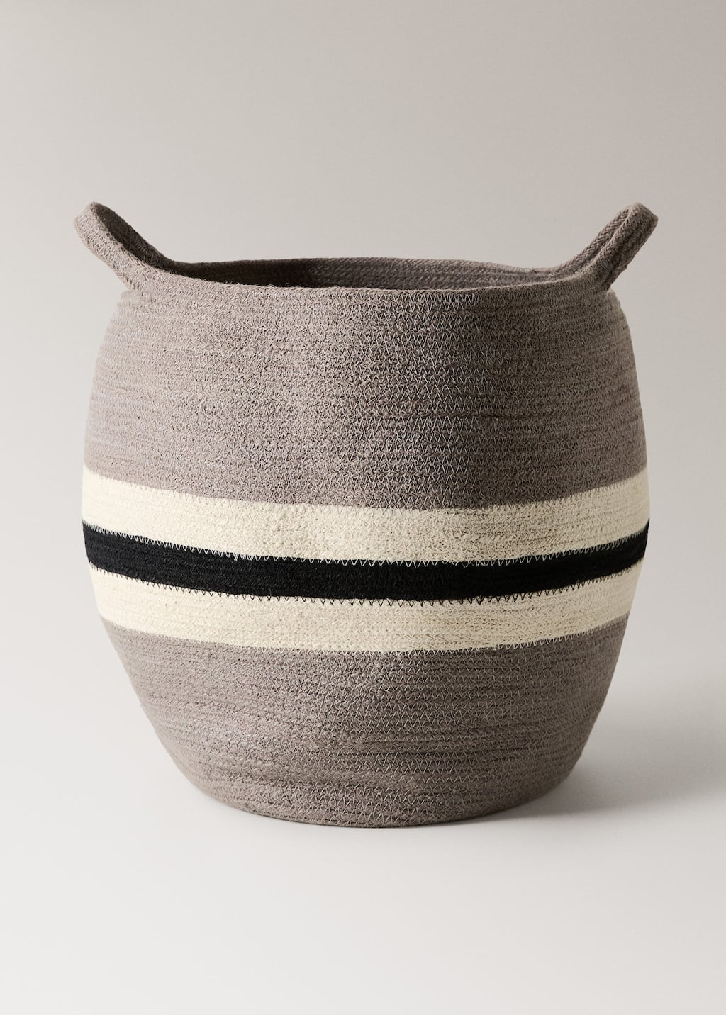Mango Home Large Striped Jute Basket Grey