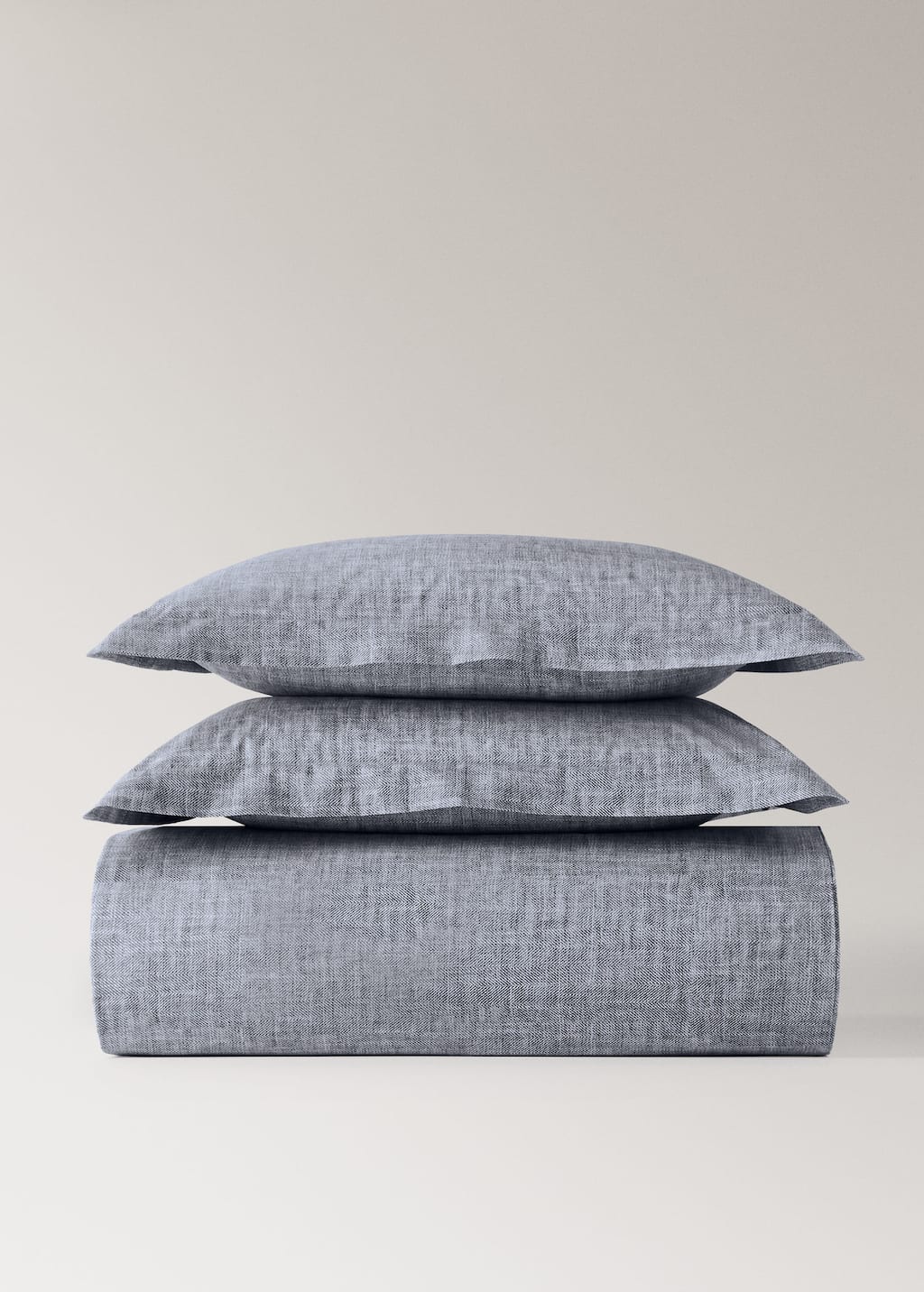 Mango Home Percale Cotton Duvet Cover 200 Thread Count Herringbone Print For A 90 Cm Bed Dark Grey In Gray