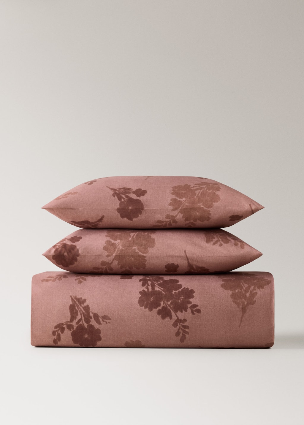Mango Home 200 Thread Count Percale Cotton Duvet Cover With Faded Floral Pattern Single Bed Medium Pink