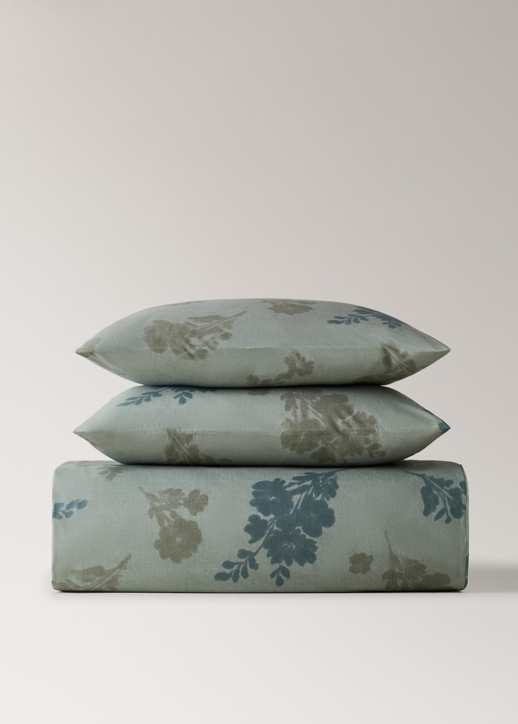 Mango Home 200 Thread Count Percale Cotton Duvet Cover With Faded Floral Pattern Superking Bed Aqua Green