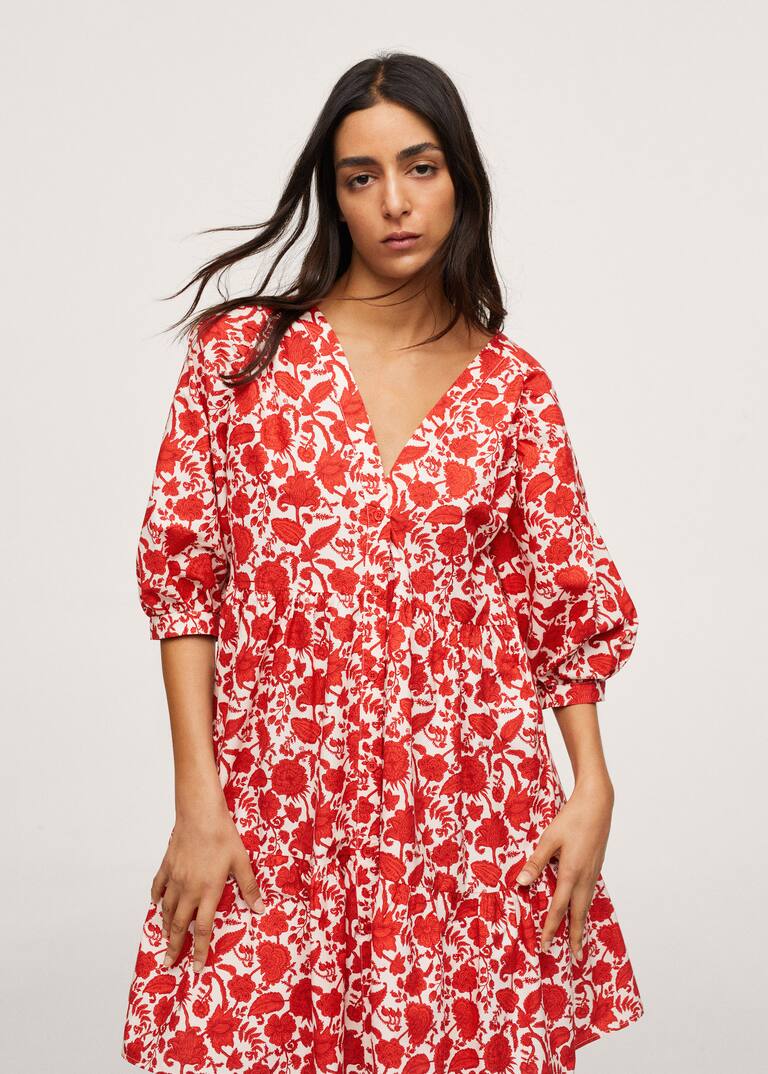 Printed cotton dress Women Mango USA