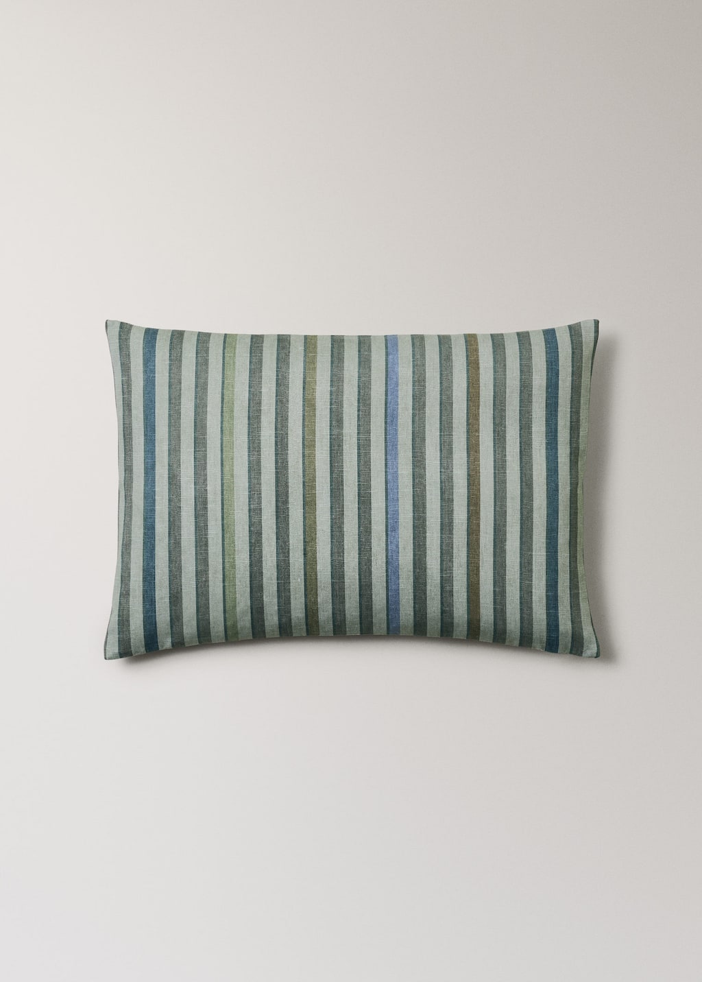 Mango Home Stripe-print Cotton Linen Cushion Cover 40x60cm Forest Green