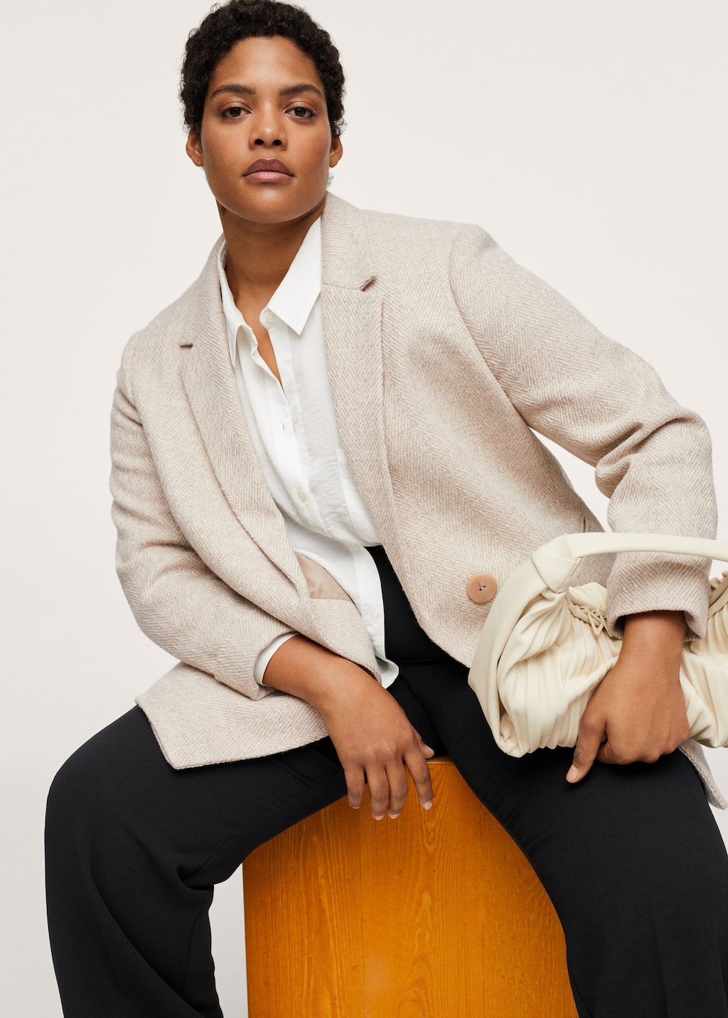 Mango contrast buttons coat store