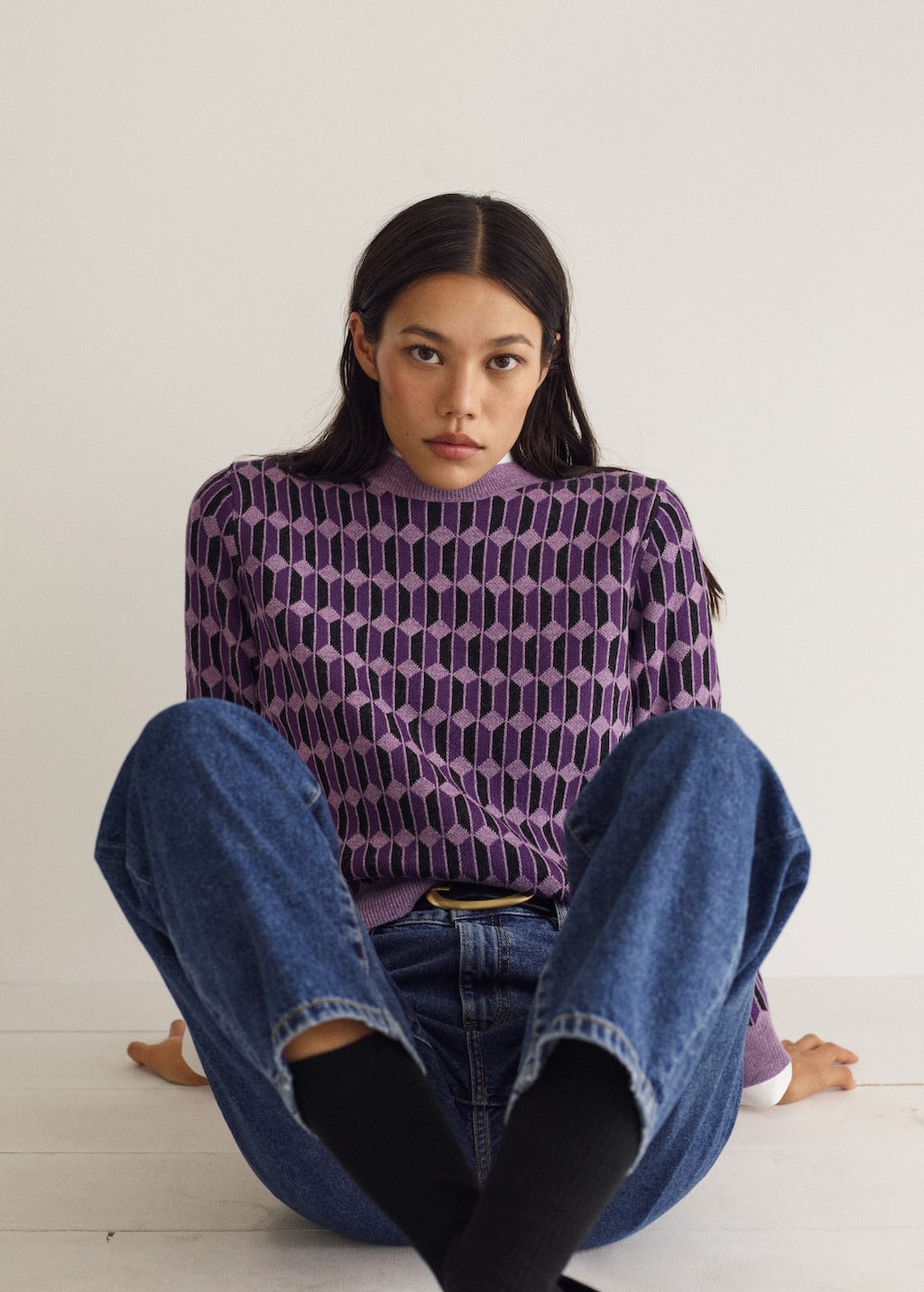 geometric print sweater