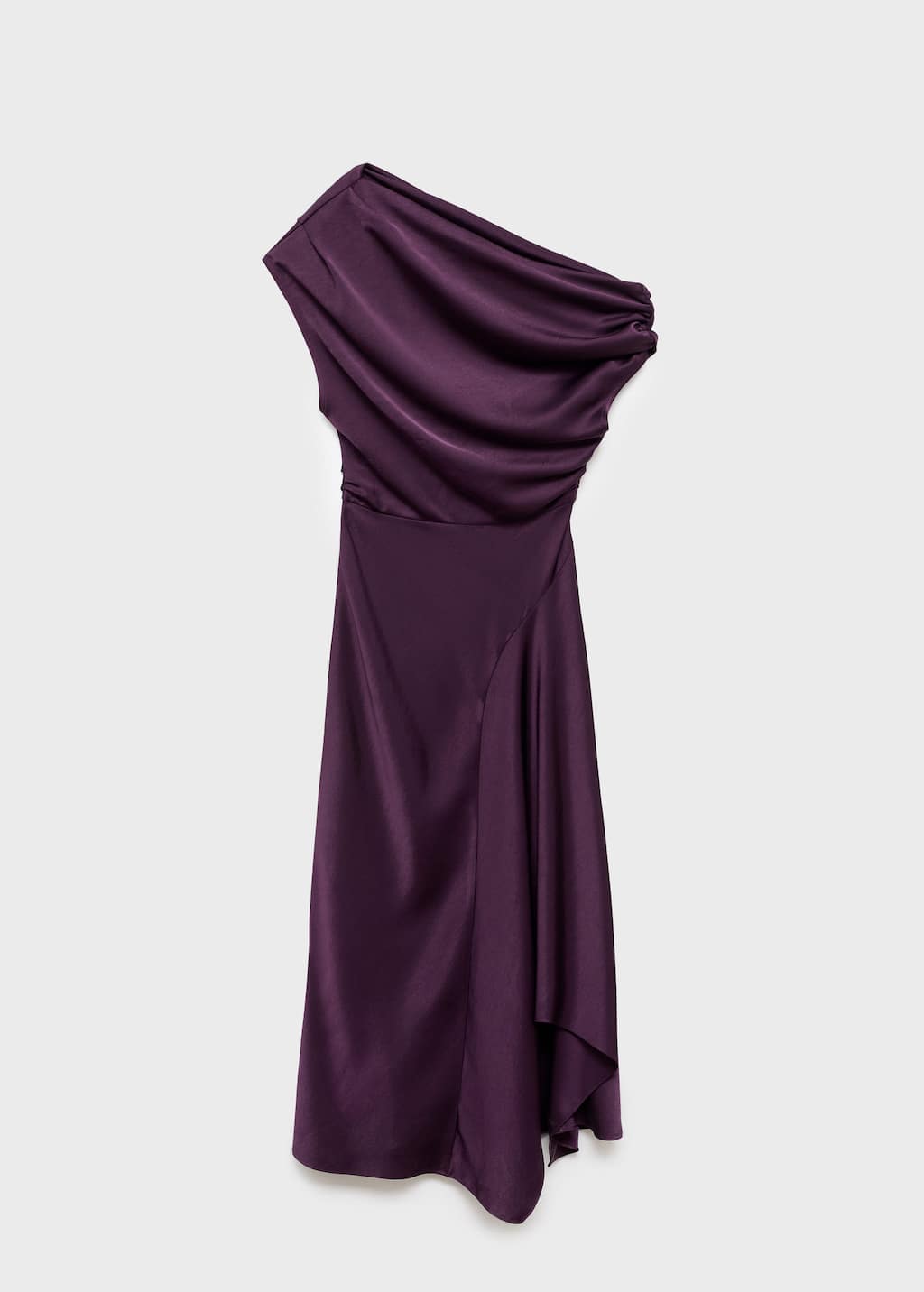Mango Asymmetric One-shoulder Midi Dress In Purple