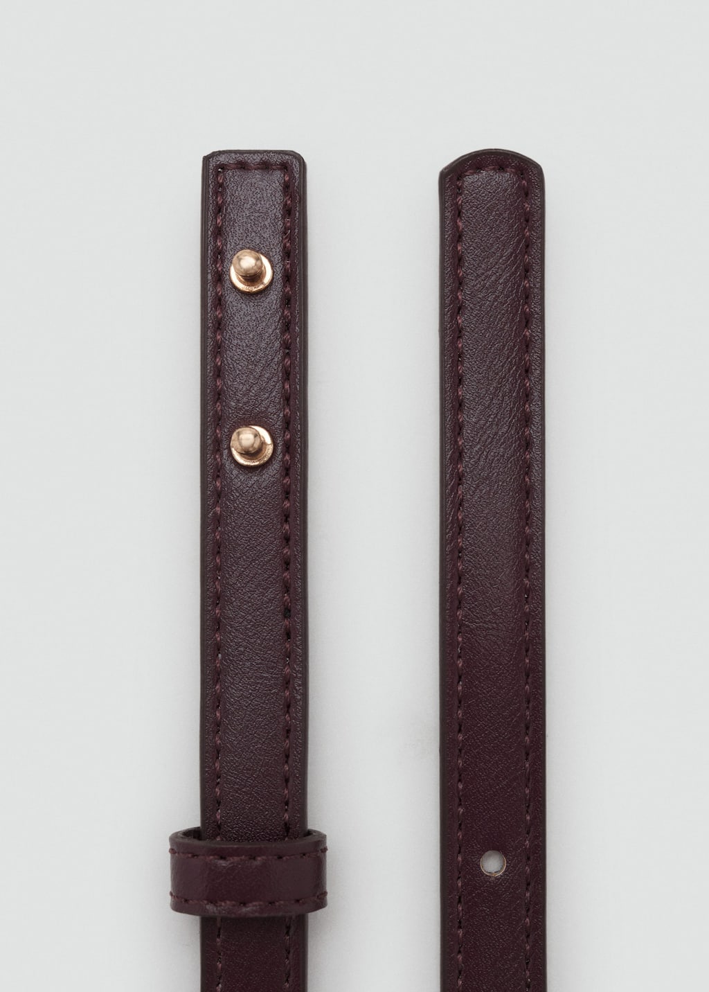 Mango Ceinture Fine Détail Métallique Bordeaux - Femme - S -  In Brown