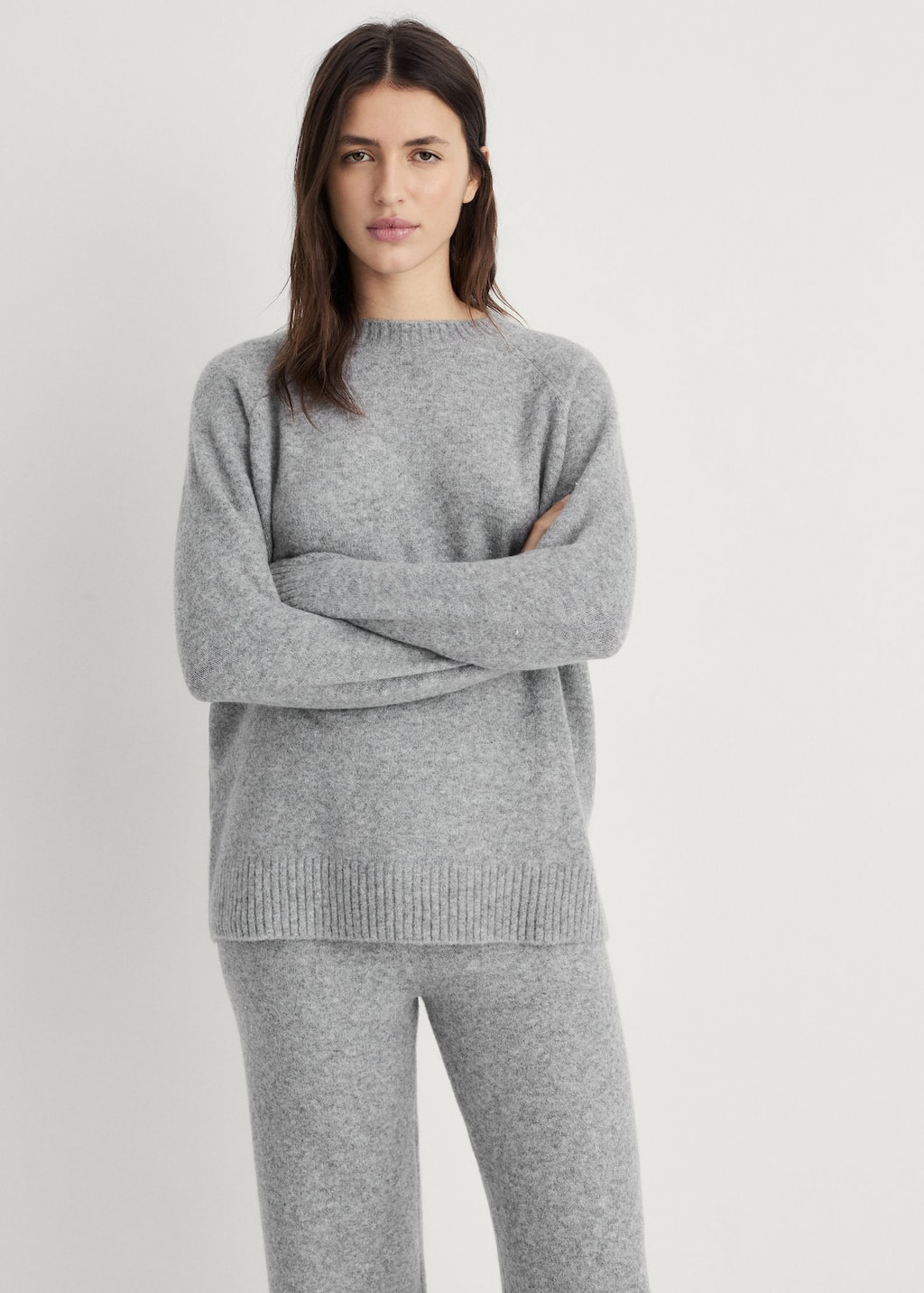 Mango Max Seamed Pullover Sweatshirt In Gray