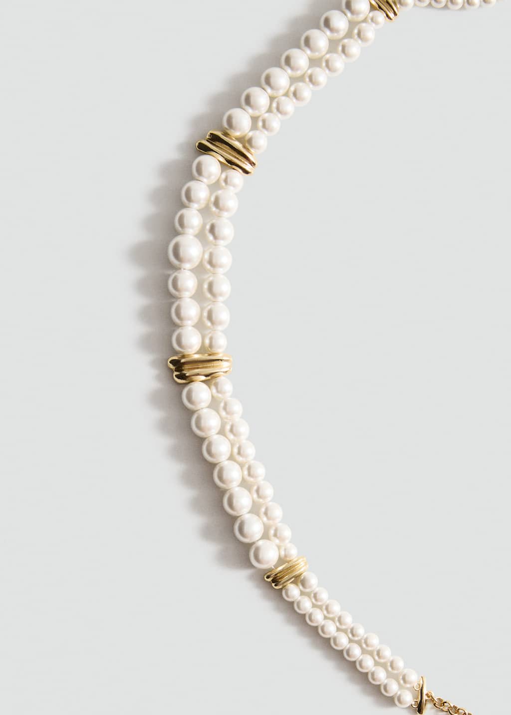 Mango Collier Double Chaîne Perles Combiné Blanc - Femme - Taille Unique - In White