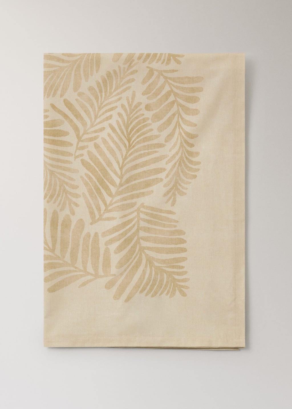 Mango Home Cotton Canvas Tablecloth With Leaf Print, Seats 6 To 8 People Vanilla
