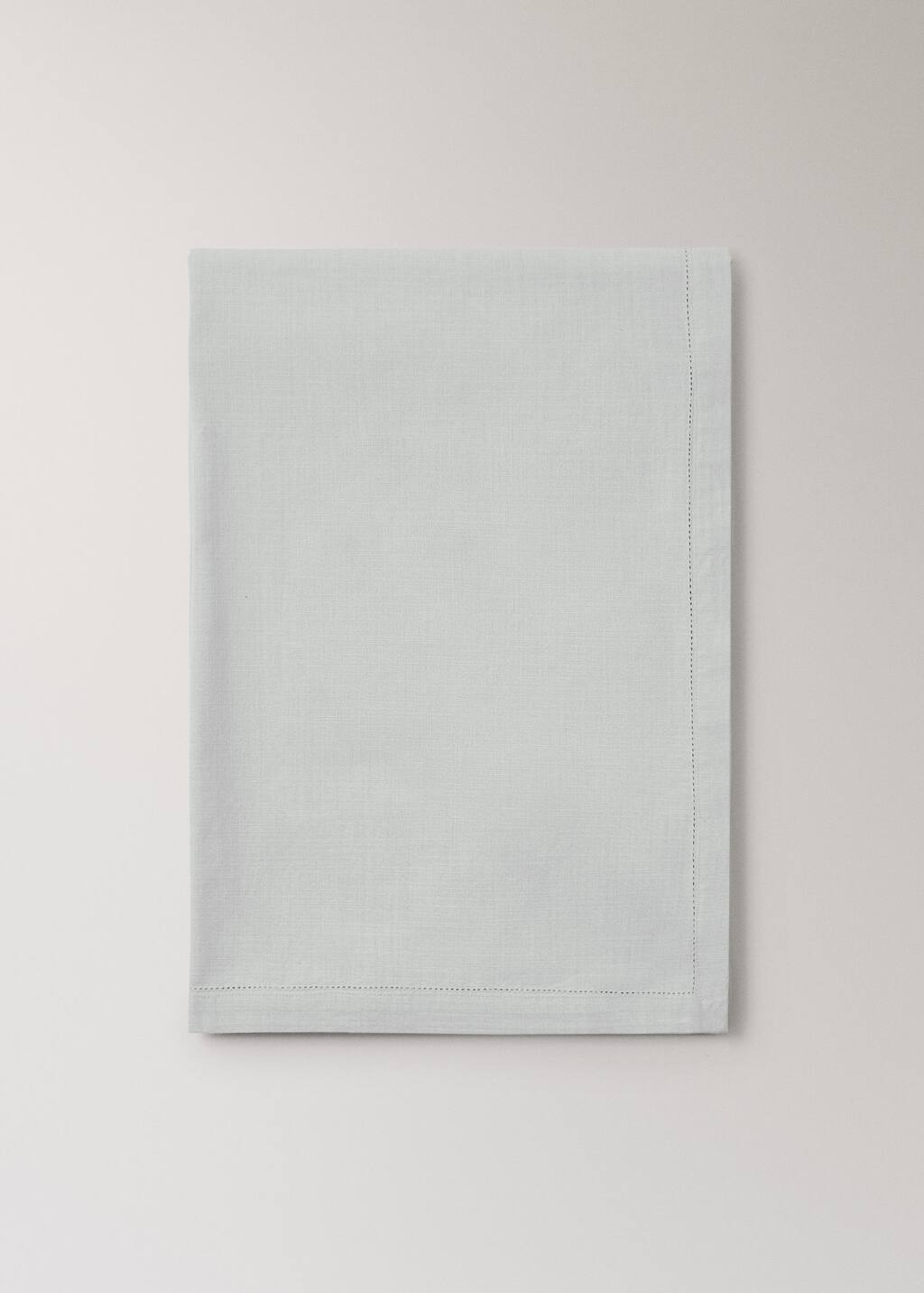 Mango Home Cotton Hemstitched Tablecloth For 6 To 8 Diners Grey In White