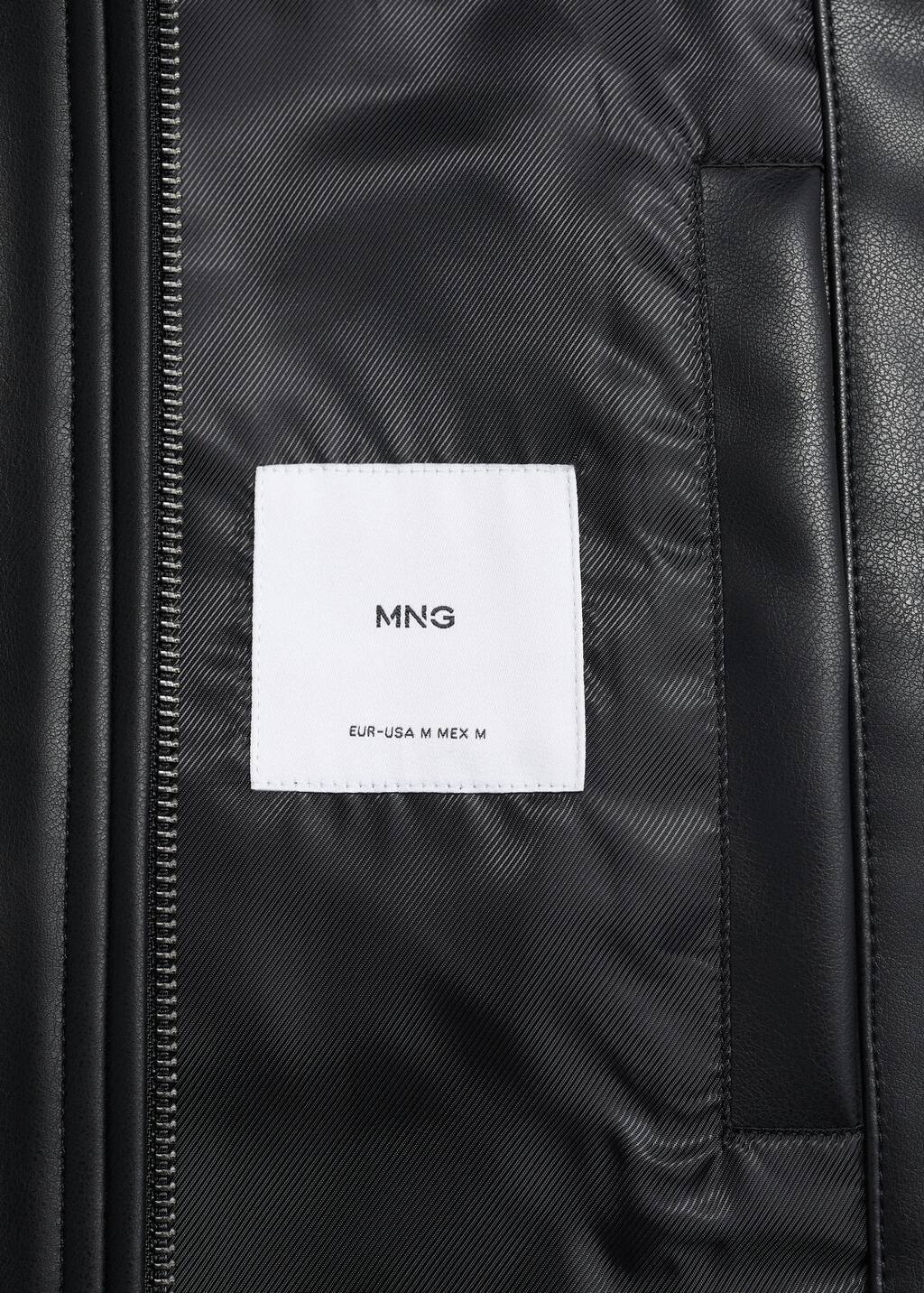 Leather-effect bomber jacket