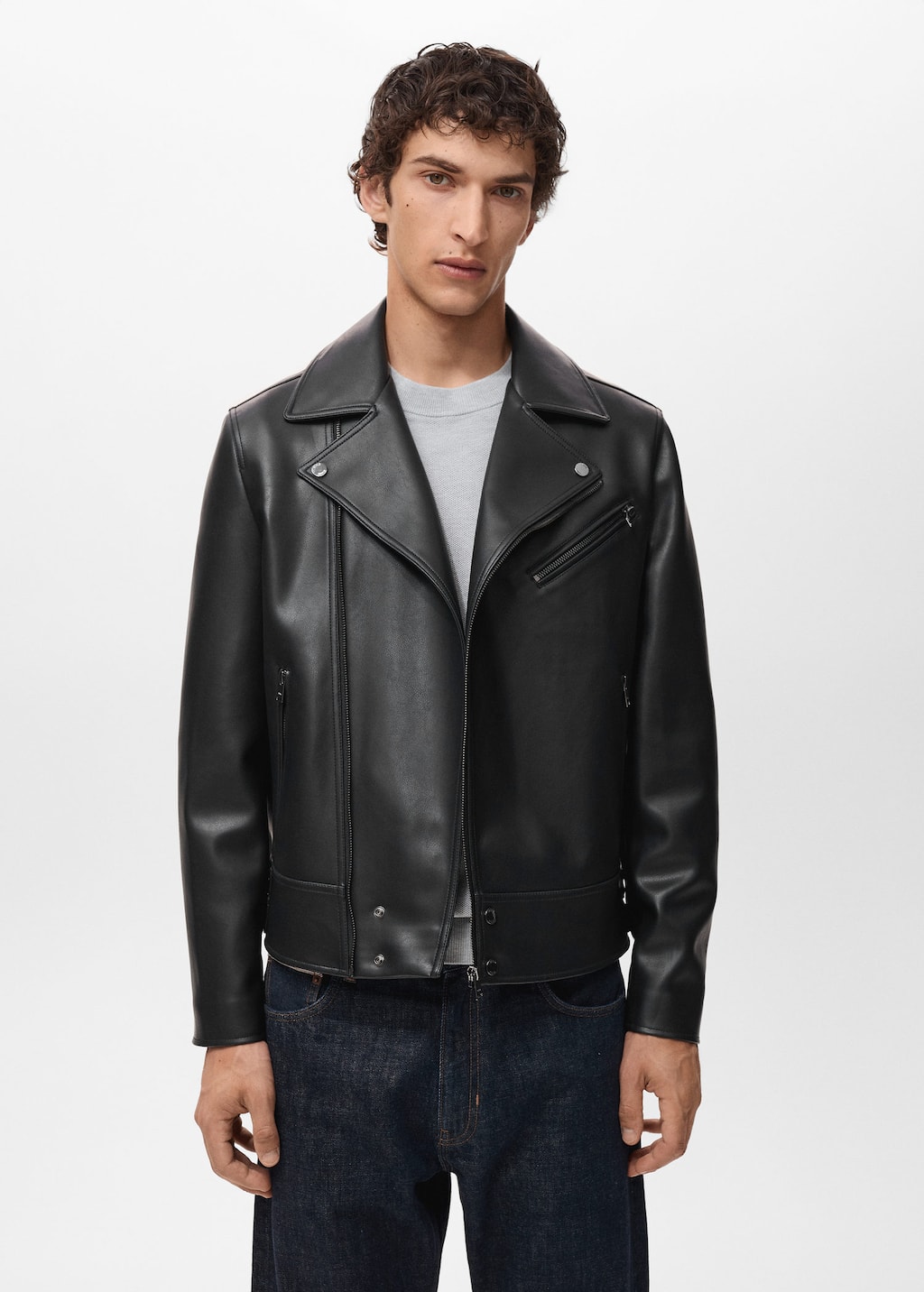 Leather-effect biker jacket