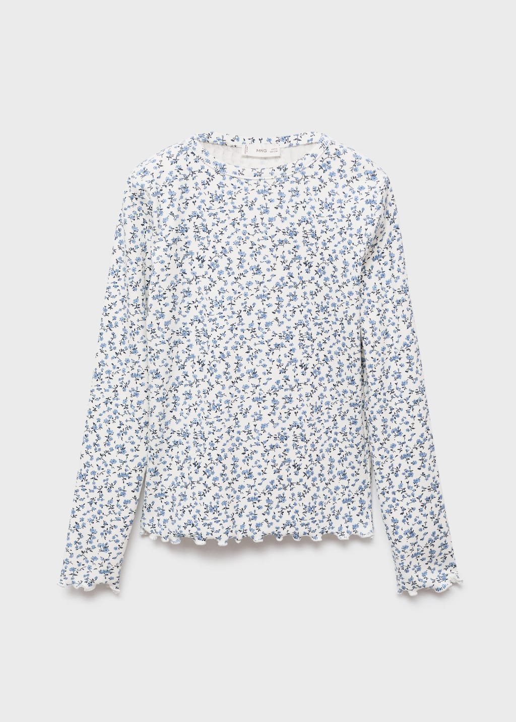 Mango Ribbed Printed T -shirt Off White In White