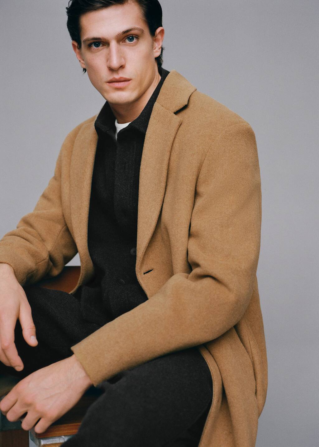 overcoat men camel