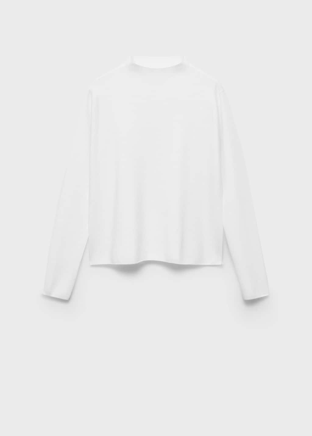 Mango Knitted Sweater With Perkins Neck In White