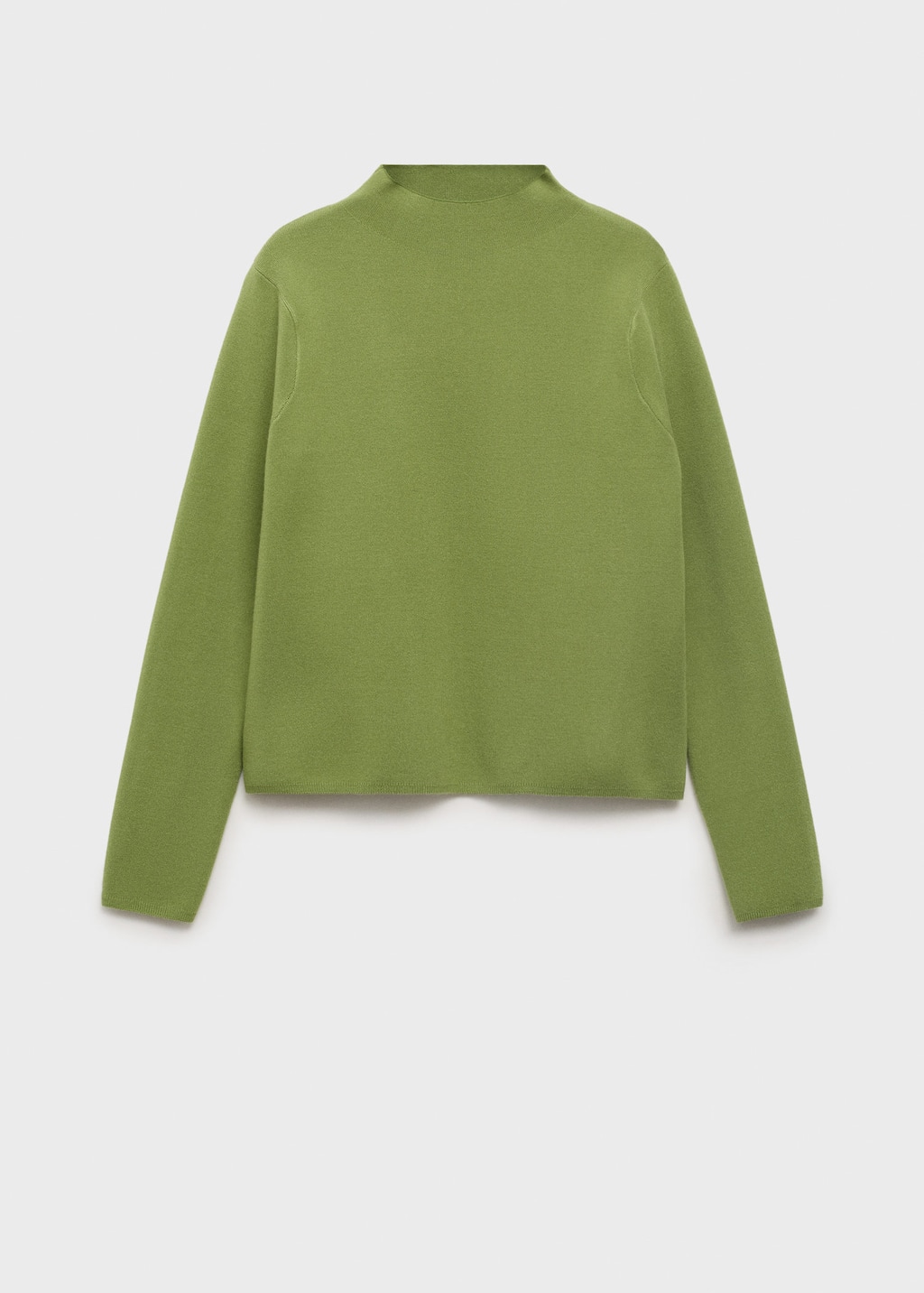 Mango Knitted Sweater With Perkins Neck In Green