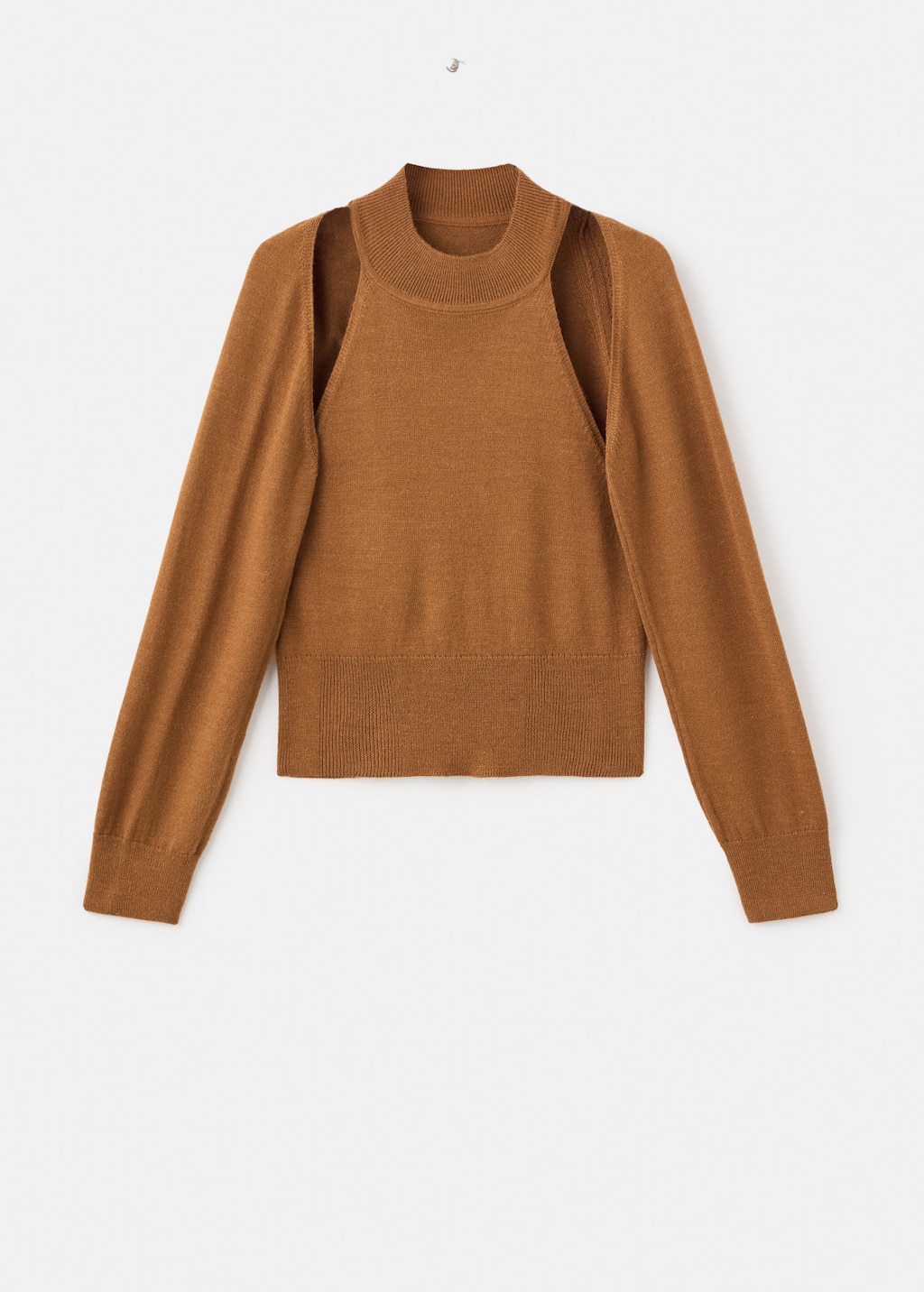 Mango Jumper With Cardigan-style Detailing Medium Brown In Brown
