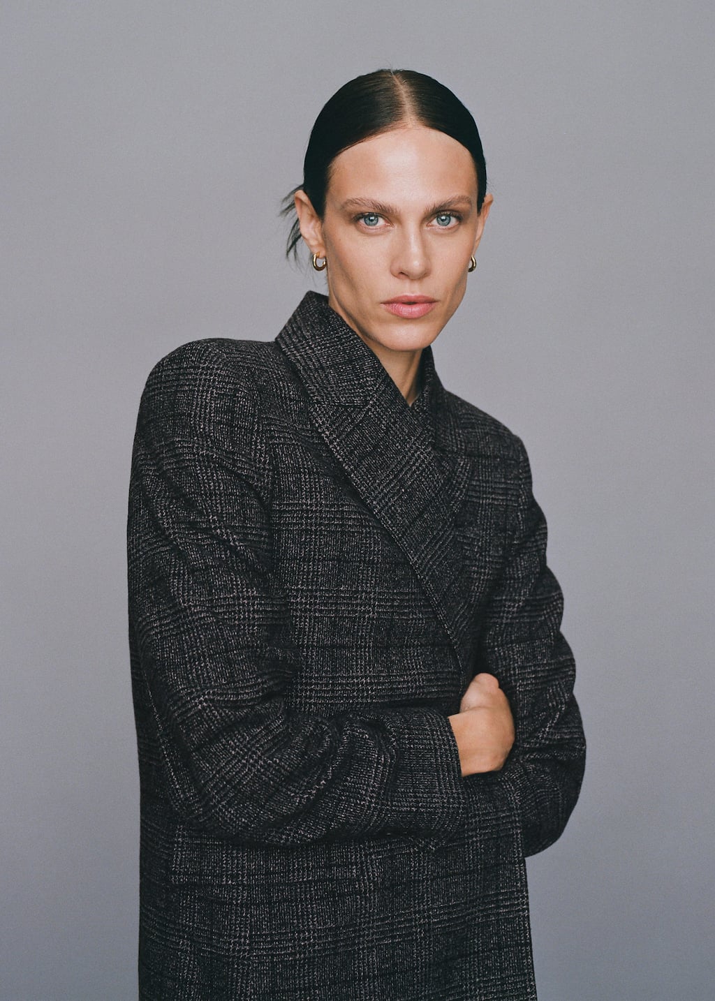 mango checked recycled wool coat