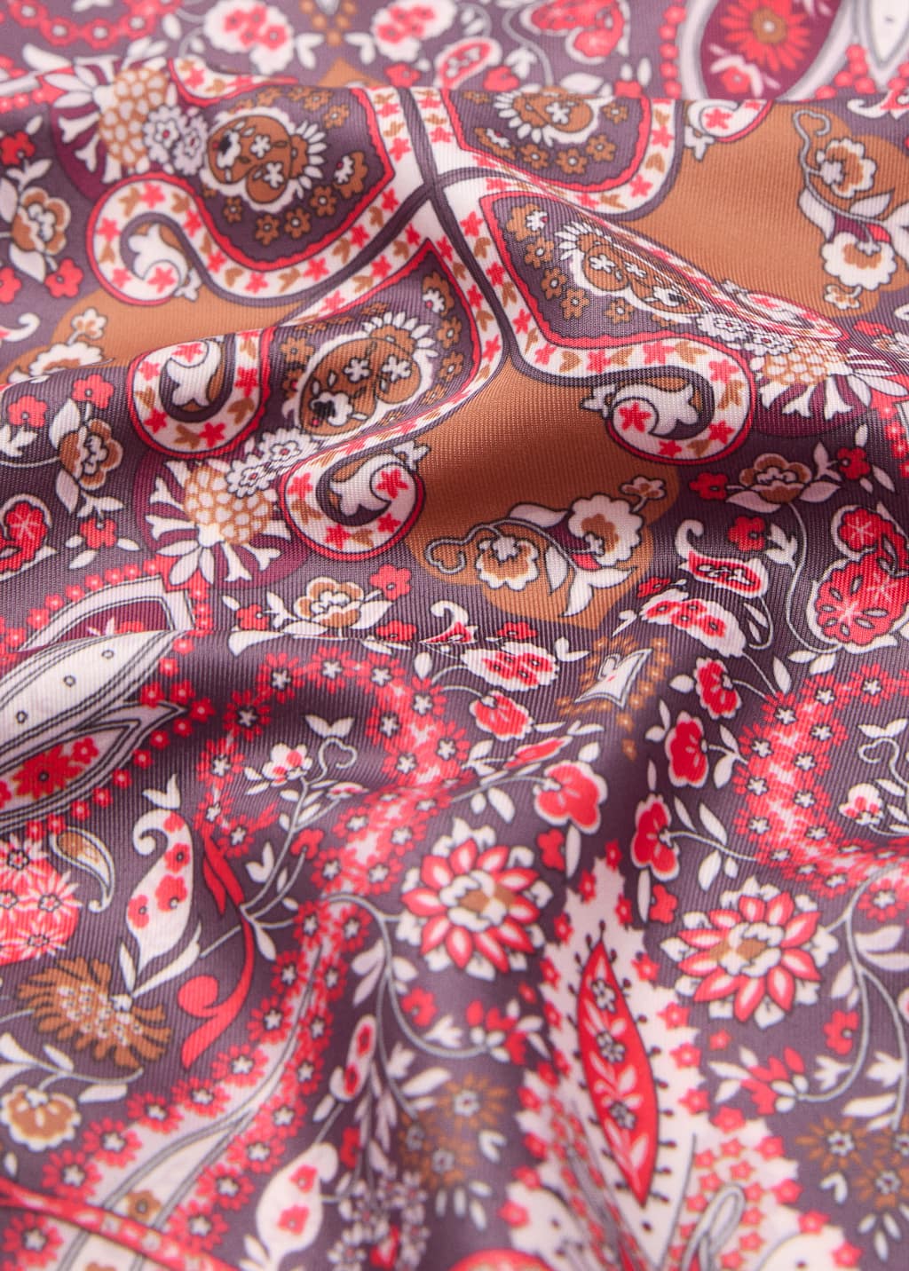 Mango Printed Satin Scarf Red In Red