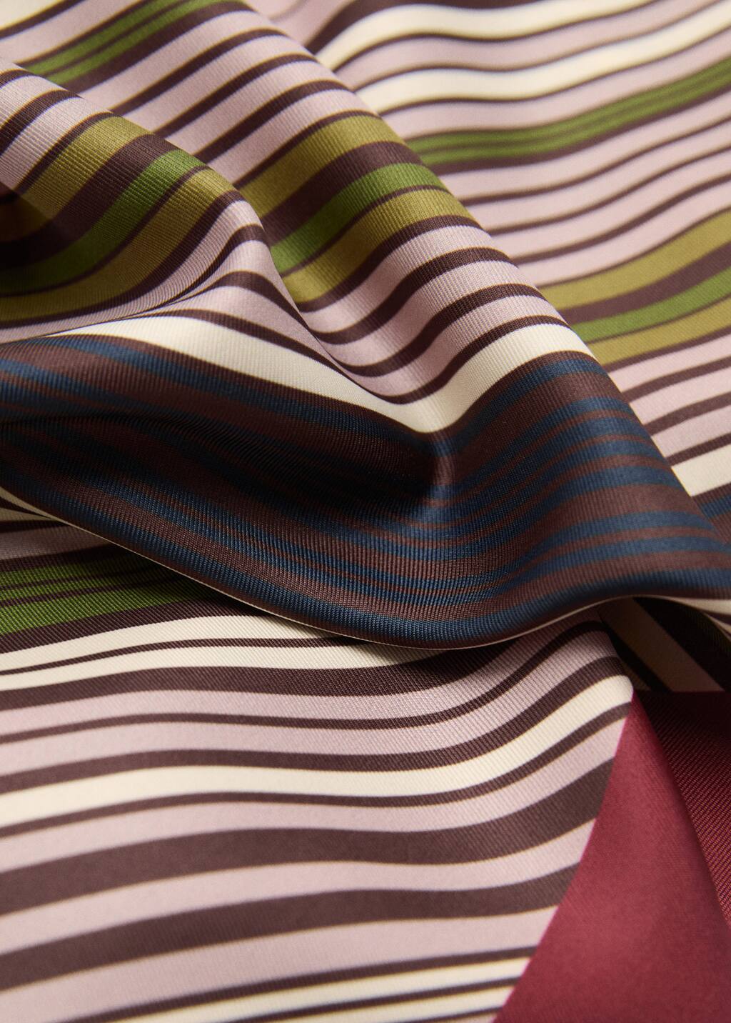 Mango Striped Satin Scarf Medium Green In Multi