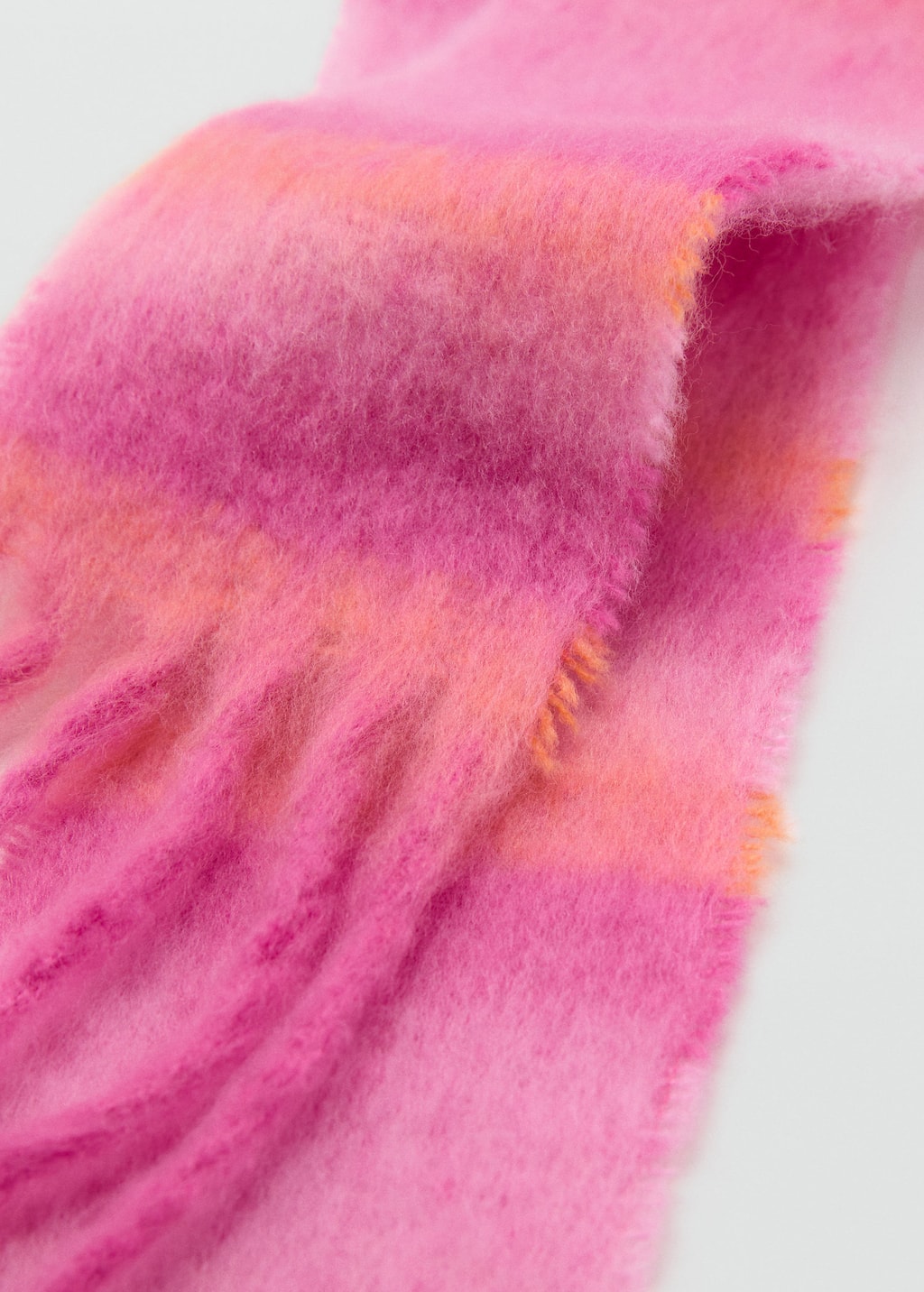 Mango Teen Striped Scarf With Tasselled Ends Pink