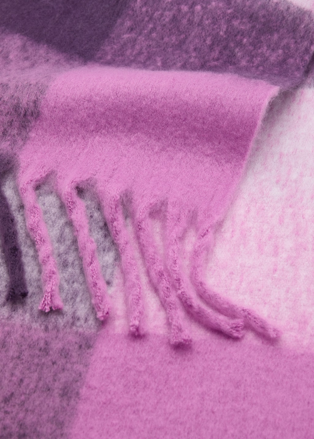 Mango Teen Check Knit Scarf Purple