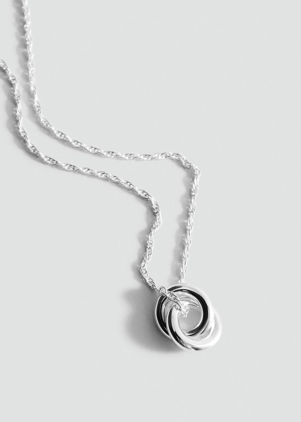 Mango Interwoven Hoops Necklace Silver In Metallic