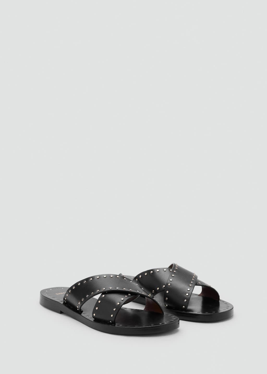 Mango Leather Studded Strap Sandal