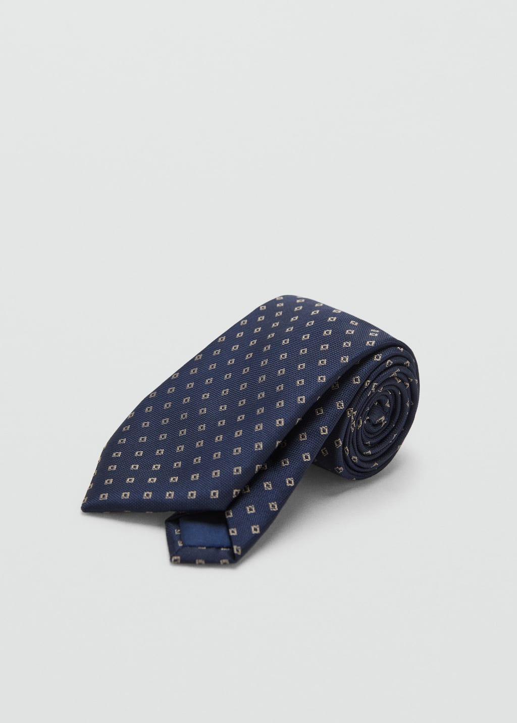 Mango Man Geometric Patterned Silk Tie Navy
