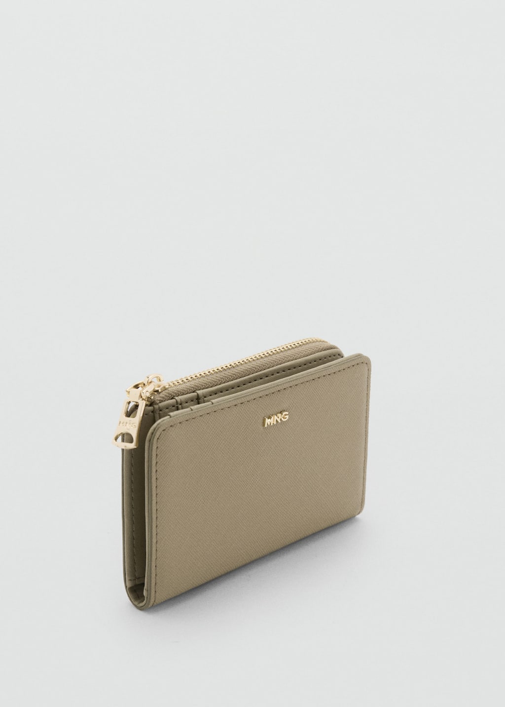Mango Portefeuille Simili-cuir Zip Kaki - Femme - Taille Unique -