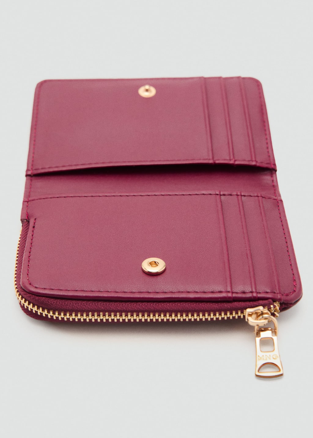 Mango Leather-effect Wallet With Zip Burgundy