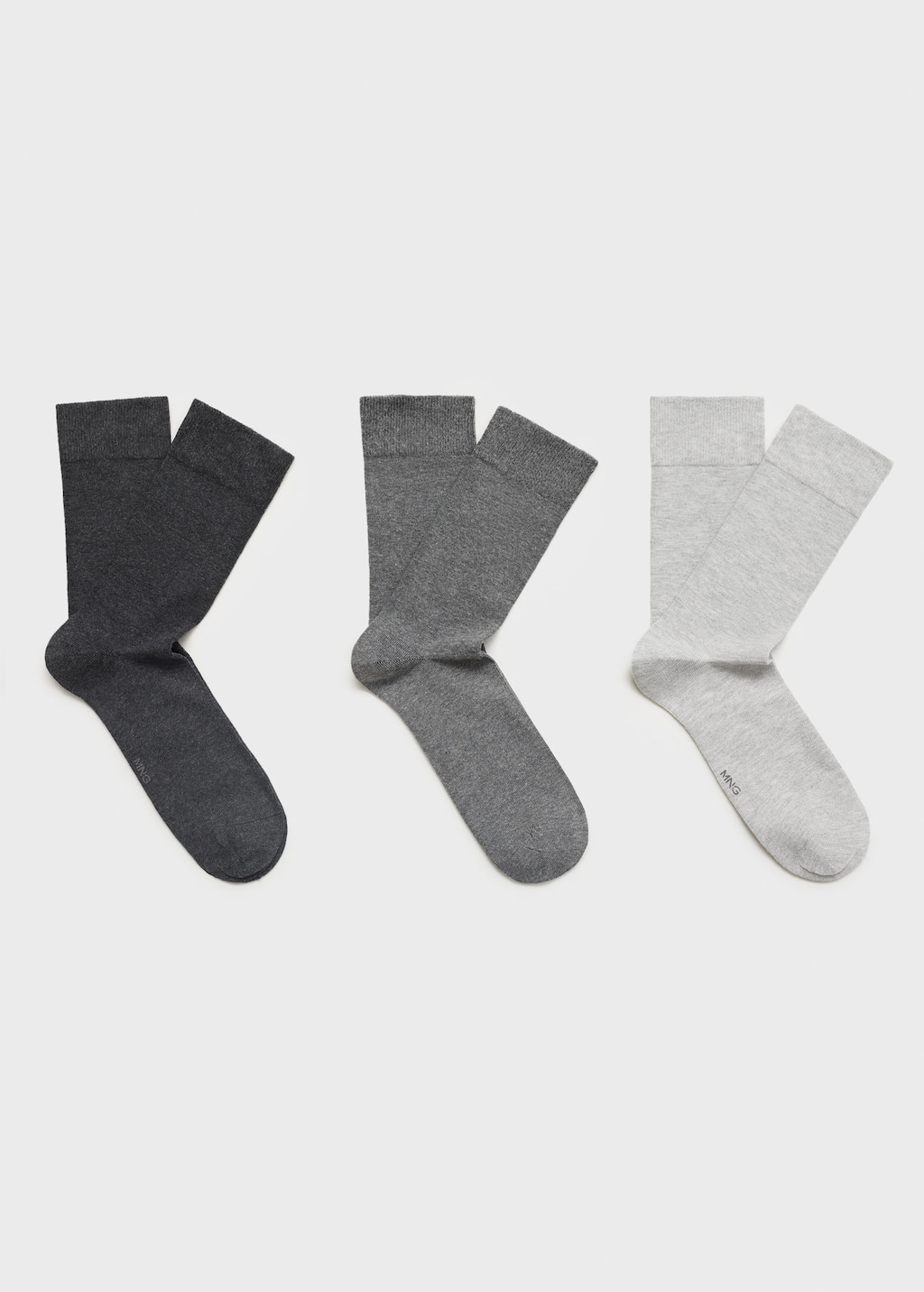Mango Man Pack Of 3 Cotton Socks Grey