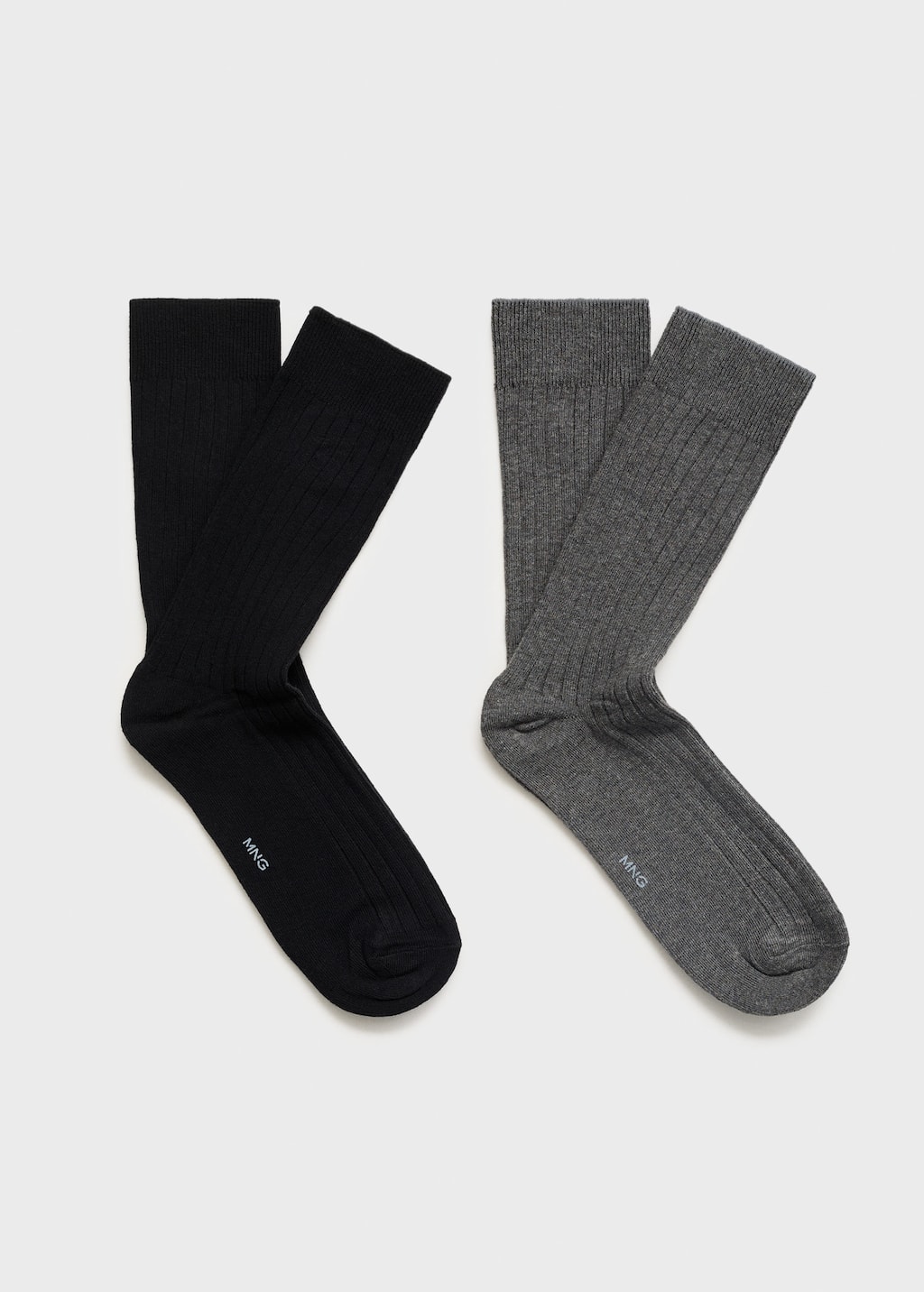 Mango Man Pack Of 2 Ribbed Cotton Socks Black