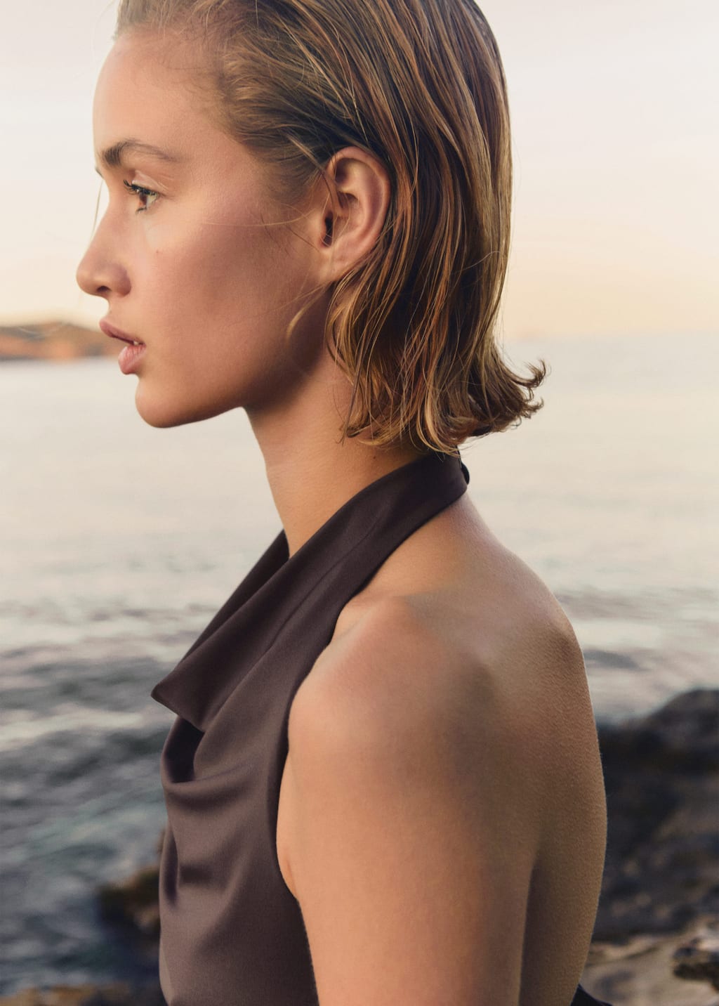 Draped halter top
