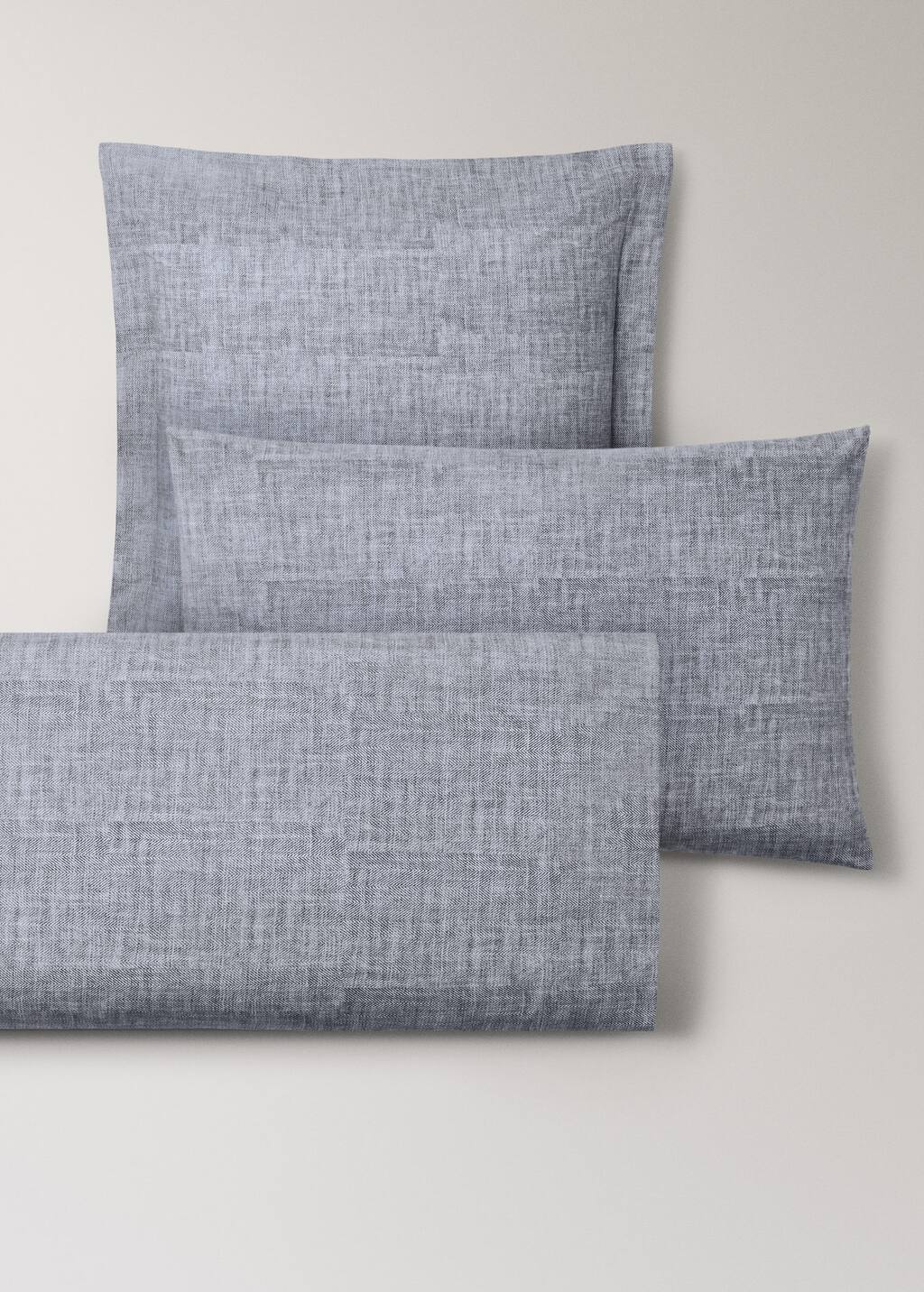 Percale cotton herringbone-print pillowcase 45x110 cm