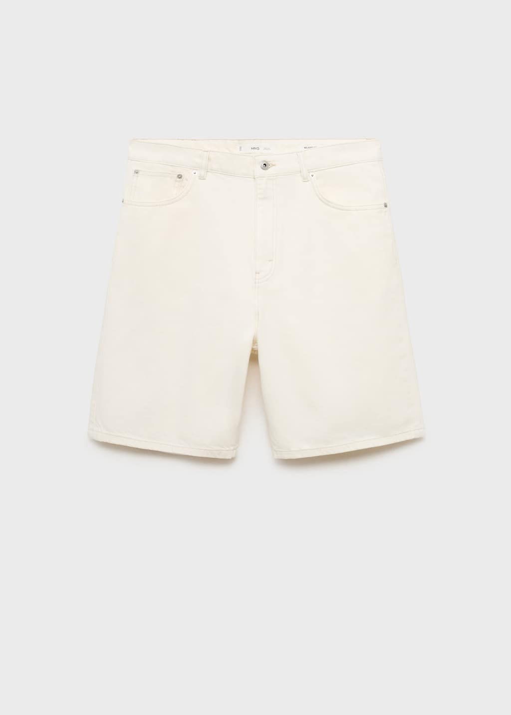 Mango Man Bermuda En Jean Droit Blanc Cassé - Homme - 44 -