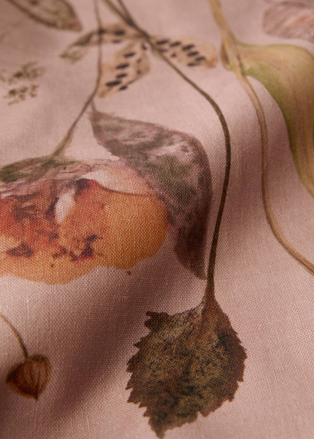 Cotton linen tablecloth with coloured flowers