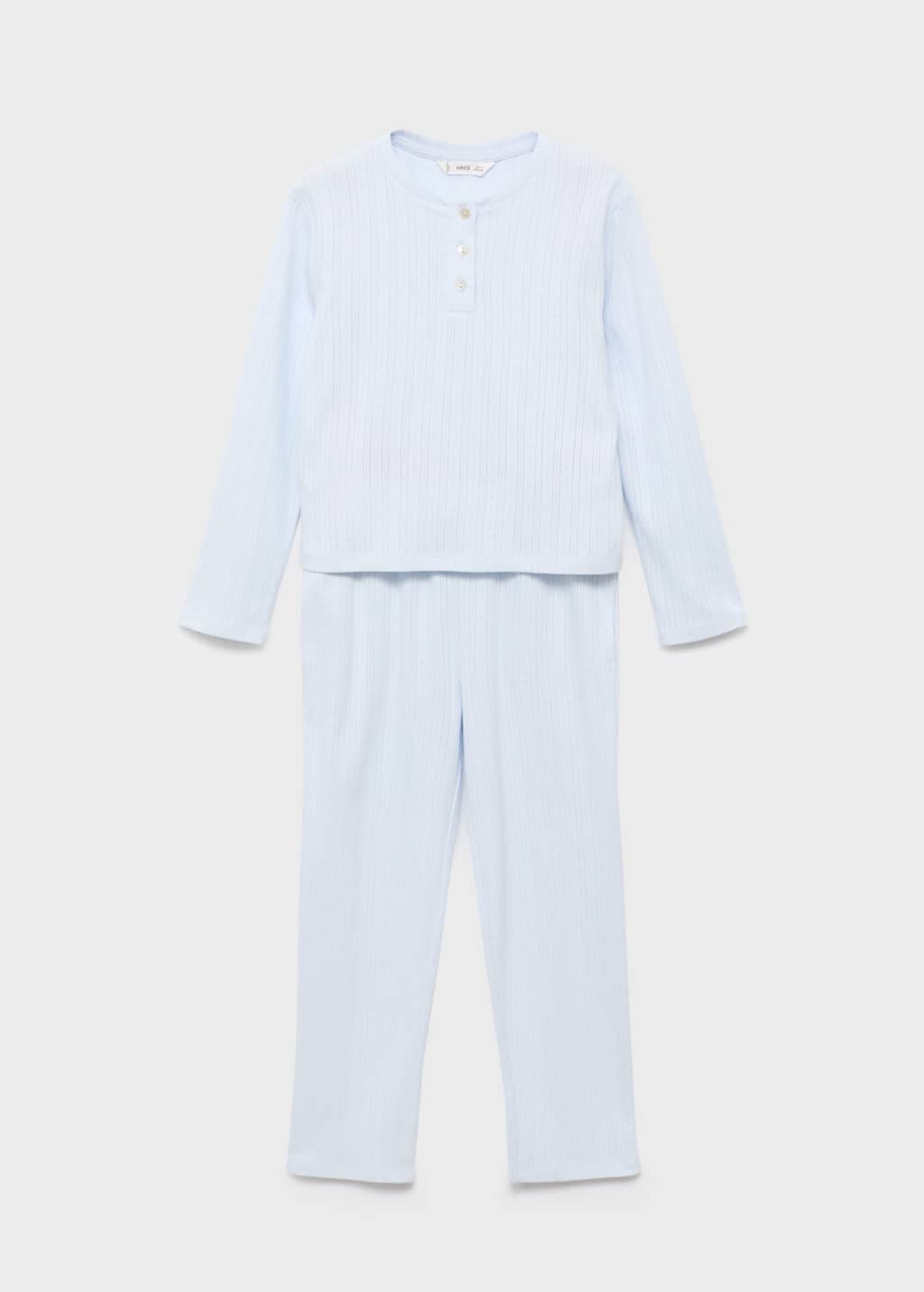 Mango Long Ribbed Pyjama In Blue