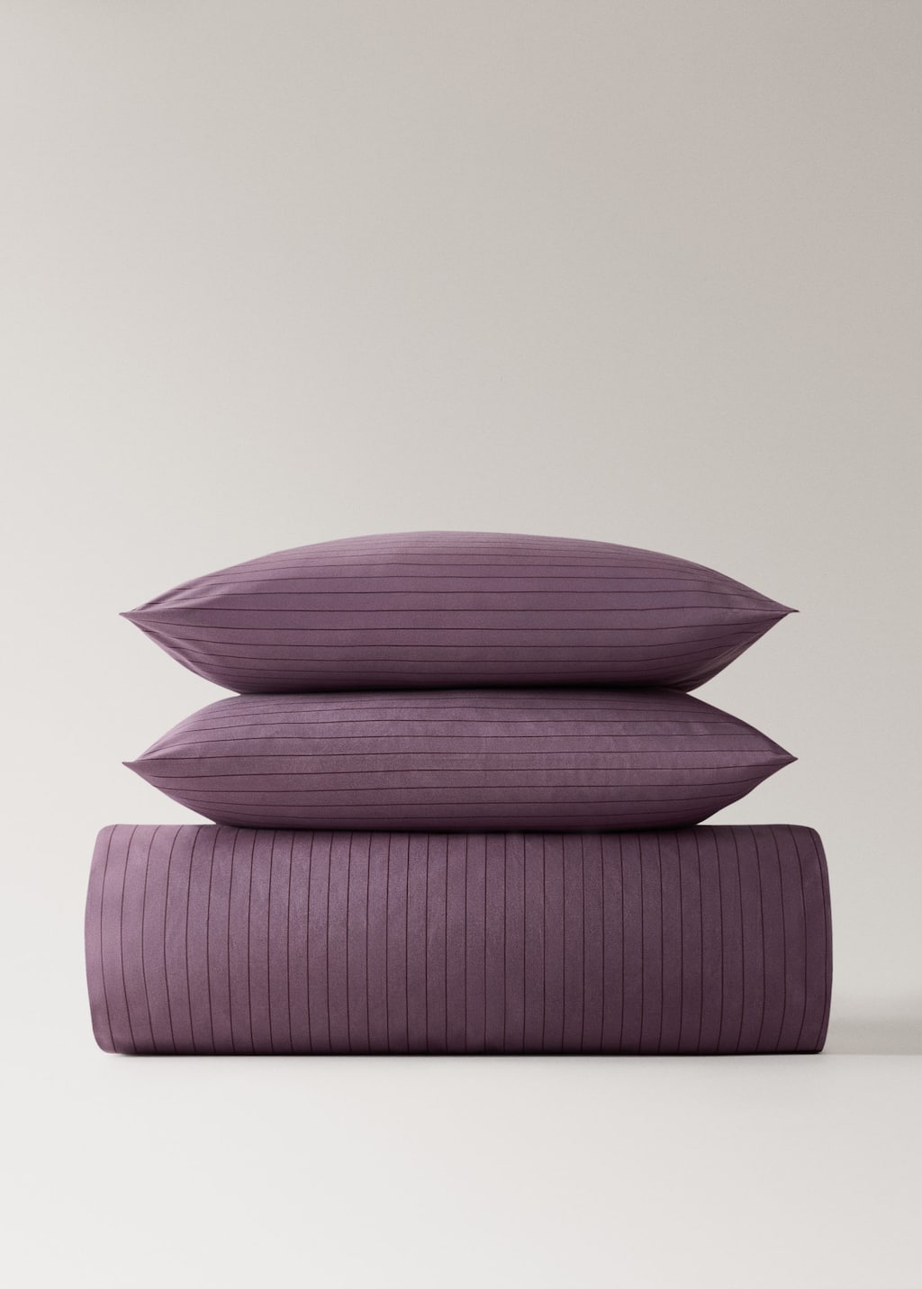 Mango Home Reversible Percale Cotton Striped Duvet Cover For 90 Cm Bed Plum