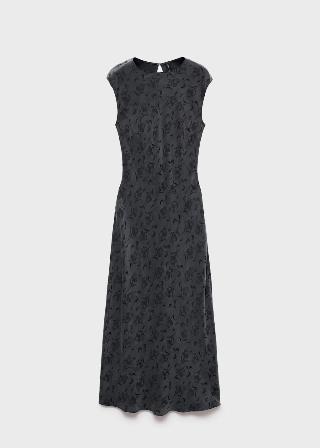 Mango Satin Floral Jacquard Cap Sleeve Midi Dress In Multi